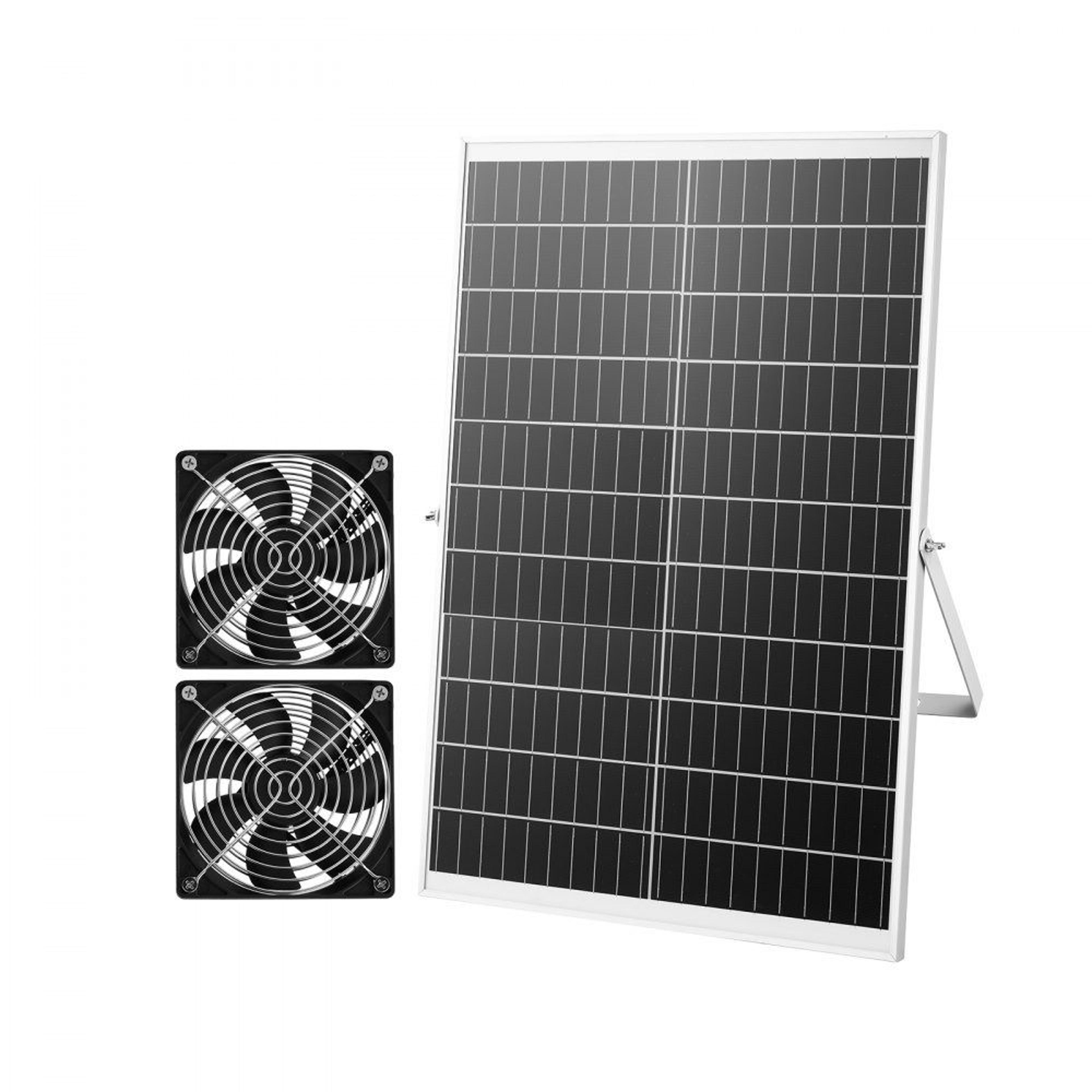 solar powered greenhouse fan kit with dual exhaust fans, 30w adjustable panel & 400 cfm airflow