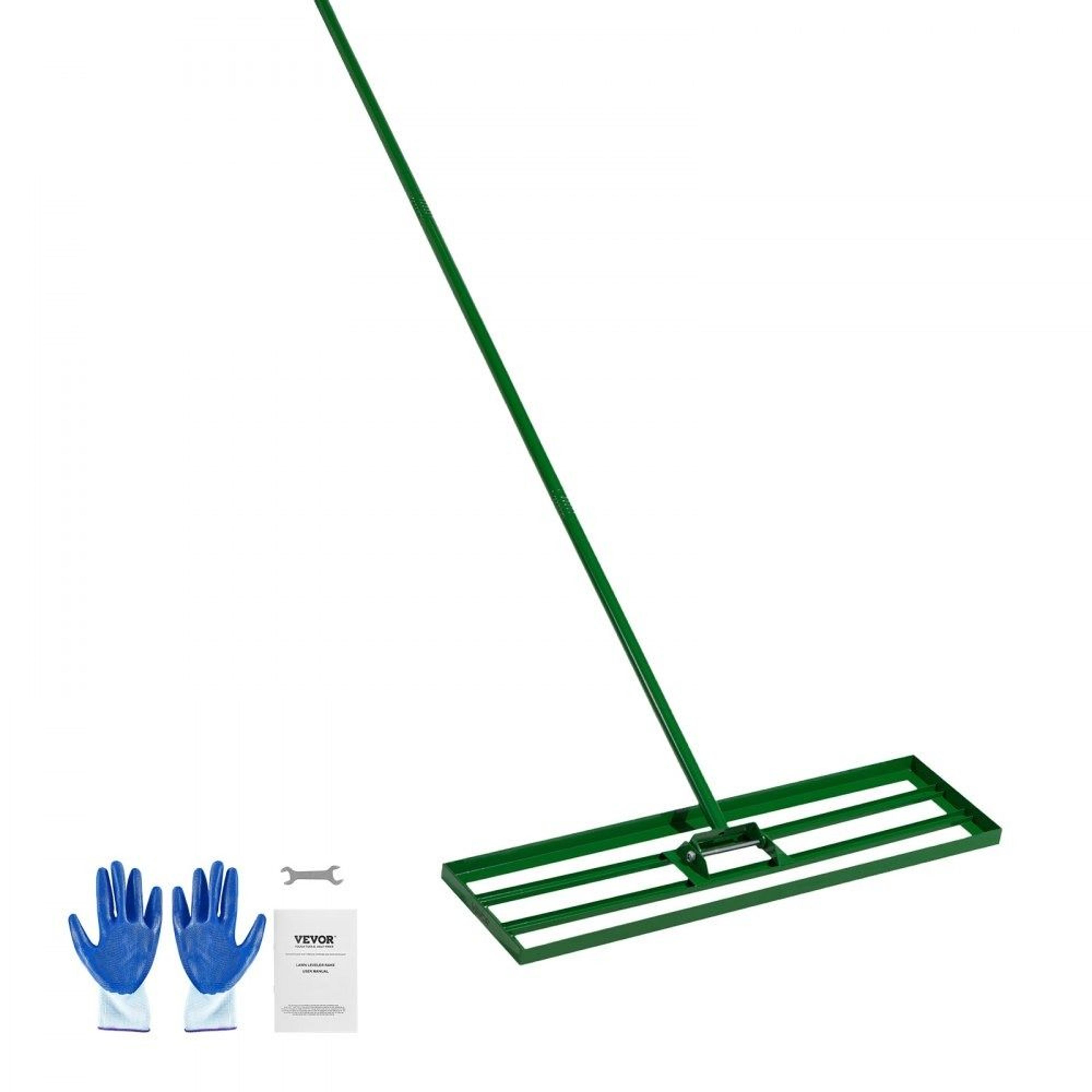 heavy duty lawn leveling rake with 78" steel handle for yard, garden & golf course leveling