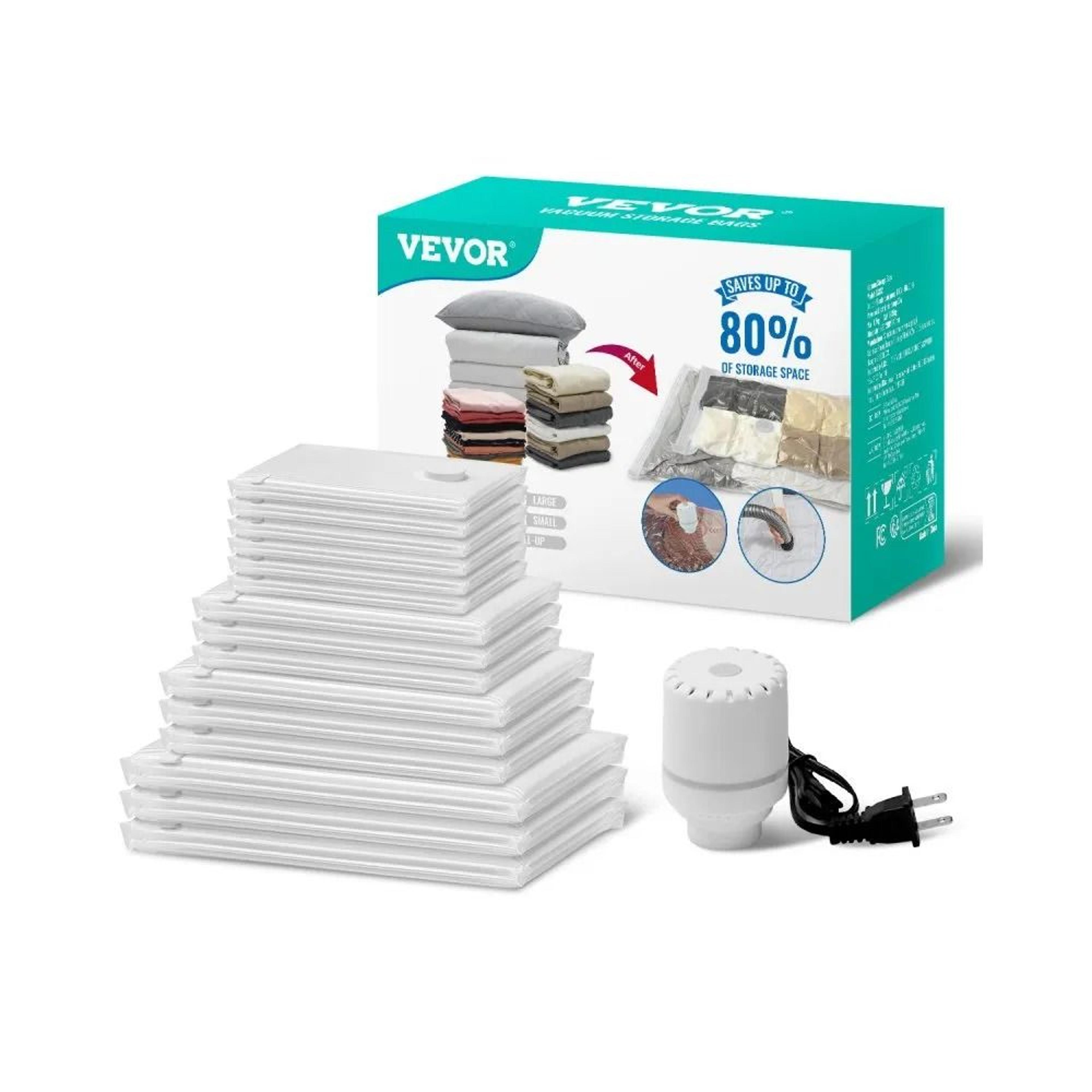 15-pack vacuum storage bags with electric pump for clothes, bedding & travel space saving