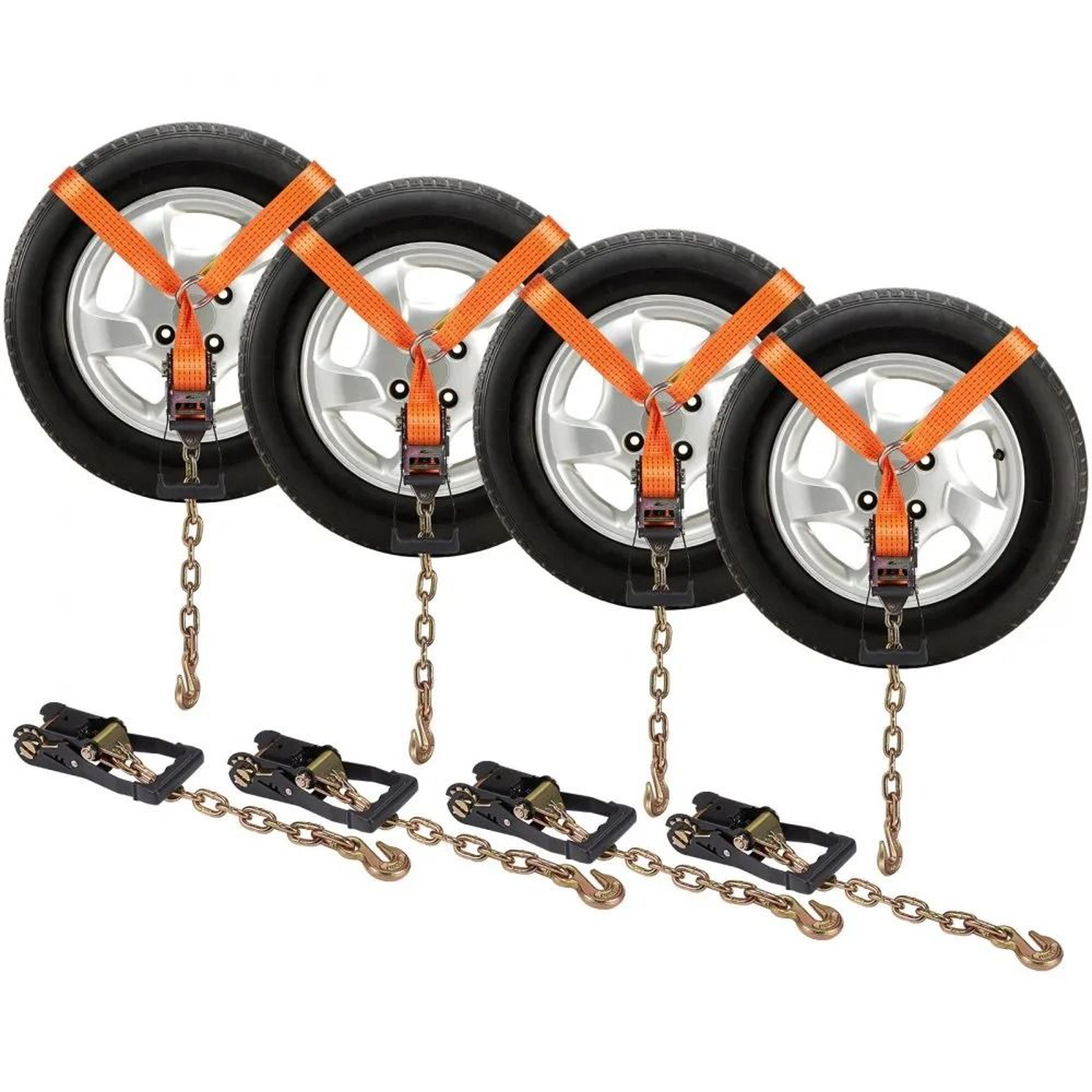 car tie down straps 4 pack heavy duty lasso tire straps with chain anchors