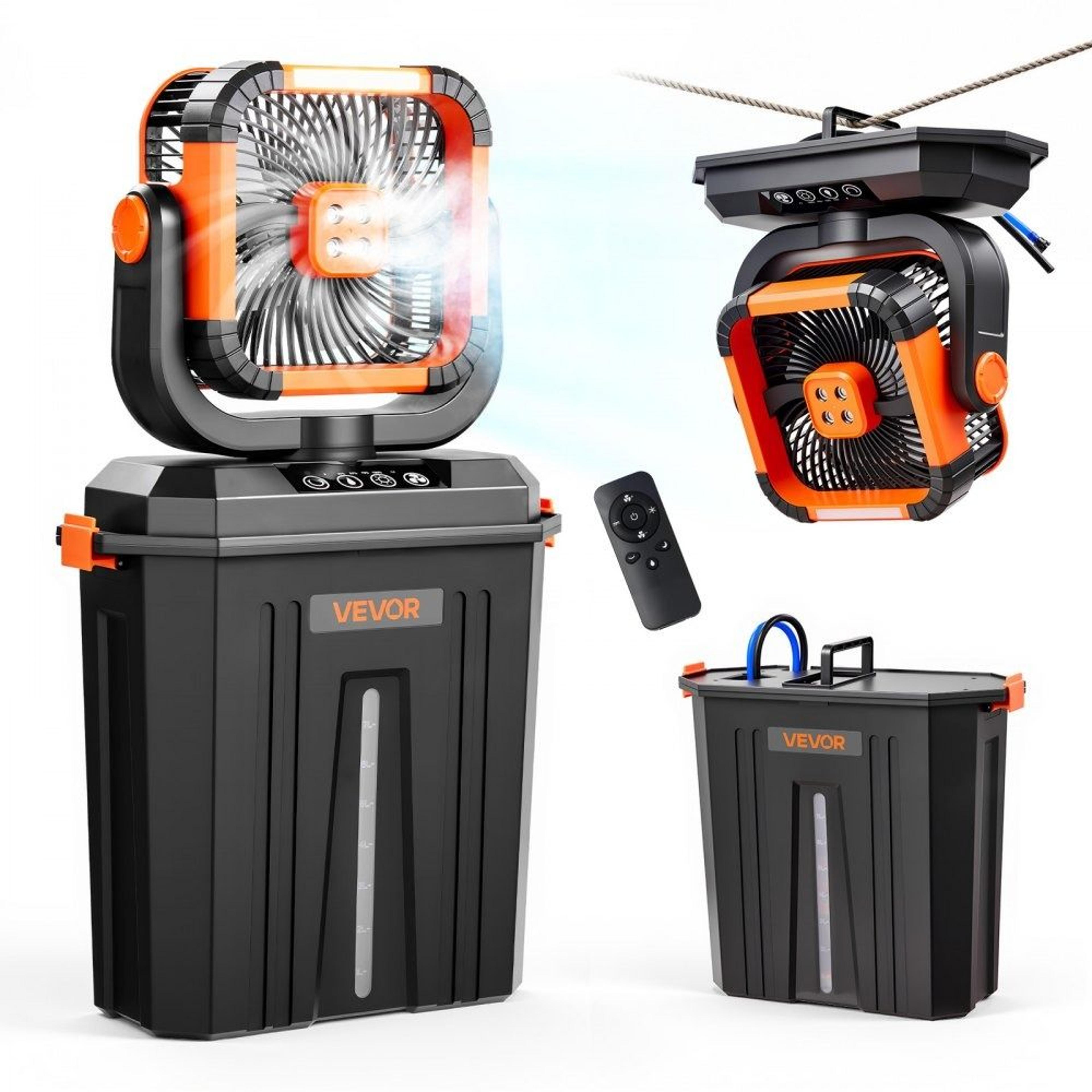 portable misting fan with 12l tank, 20000mah battery & led light