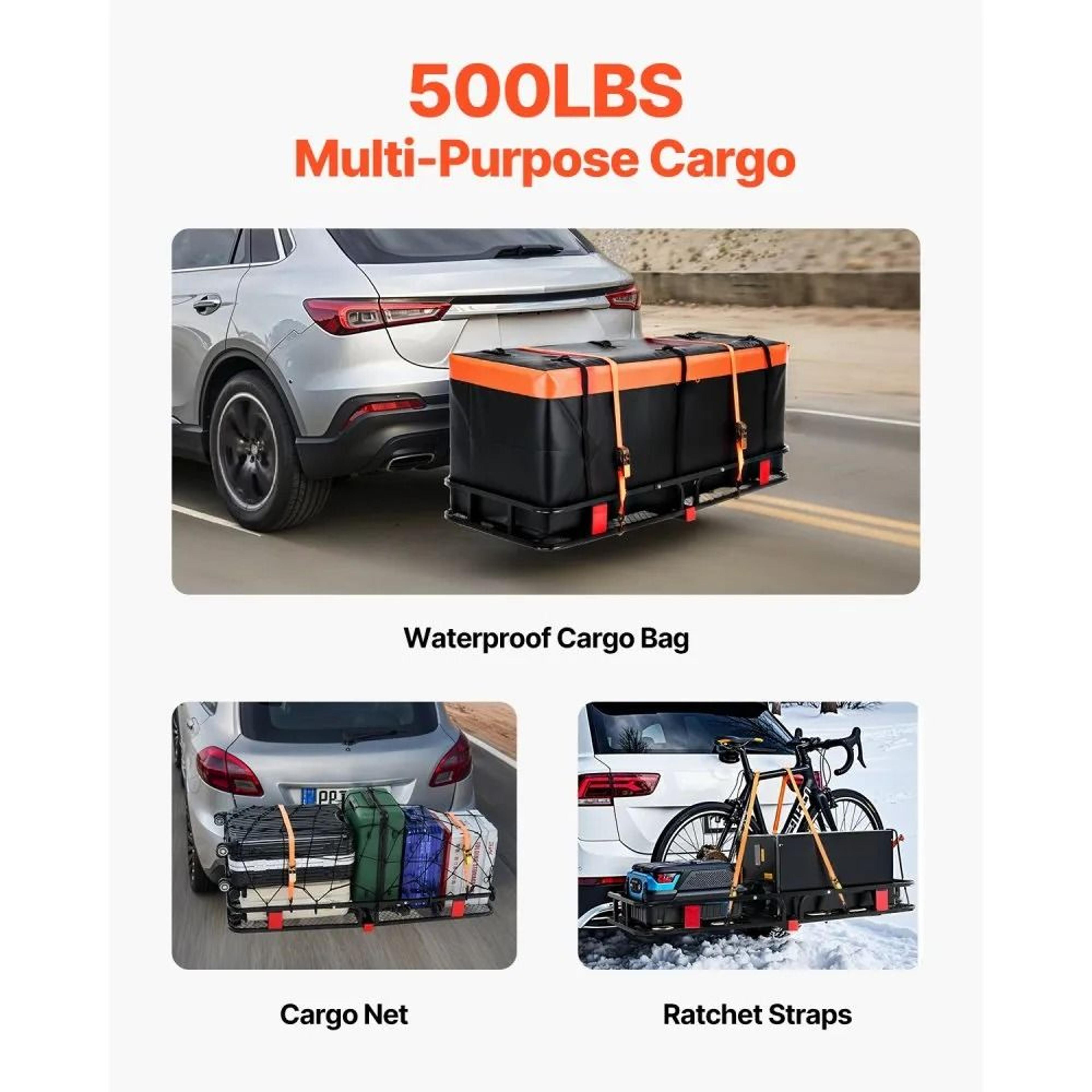 500 Lb Folding Hitch Cargo Carrier With Waterproof Bag And Cargo Net 1