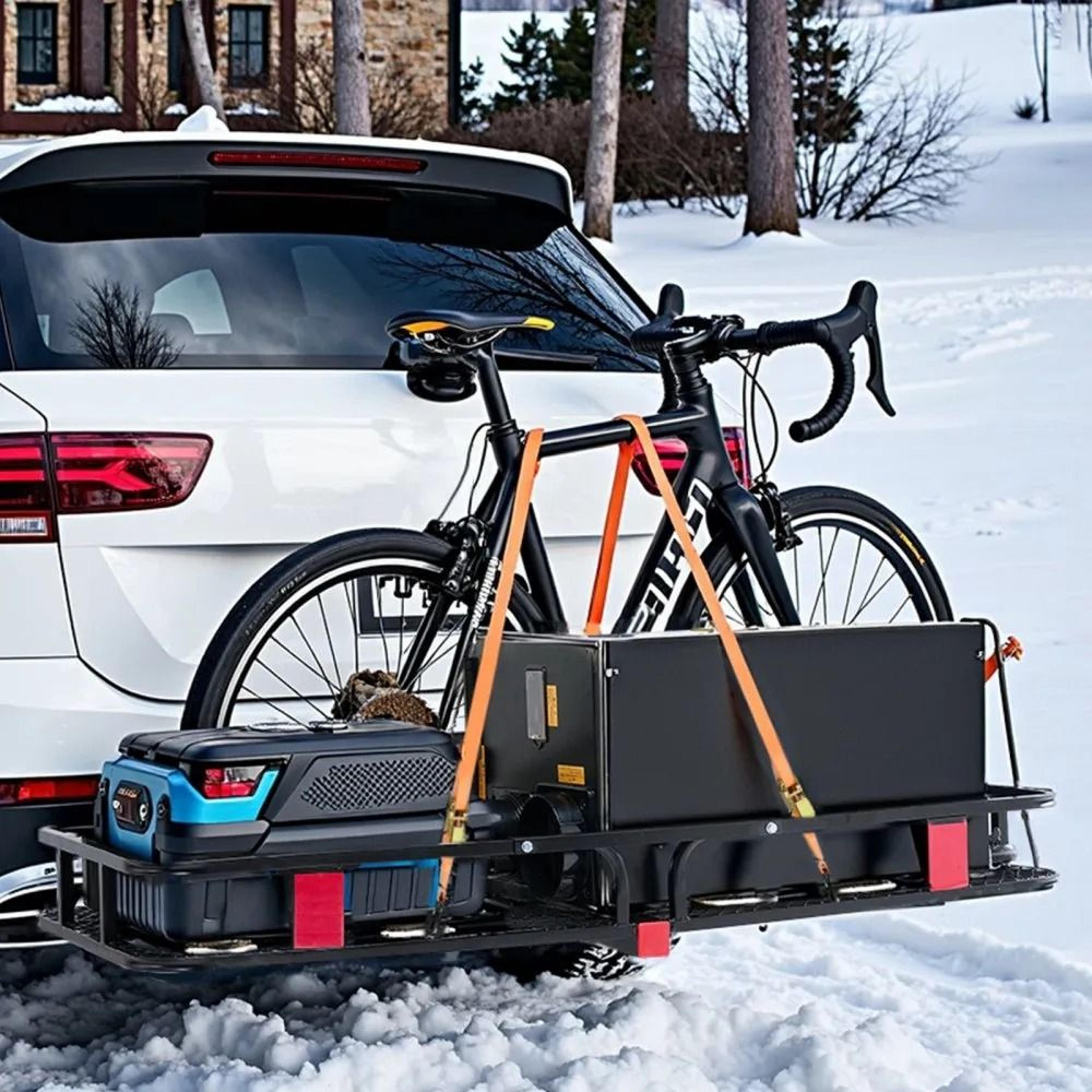500 Lb Folding Hitch Cargo Carrier With Waterproof Bag And Cargo Net 6