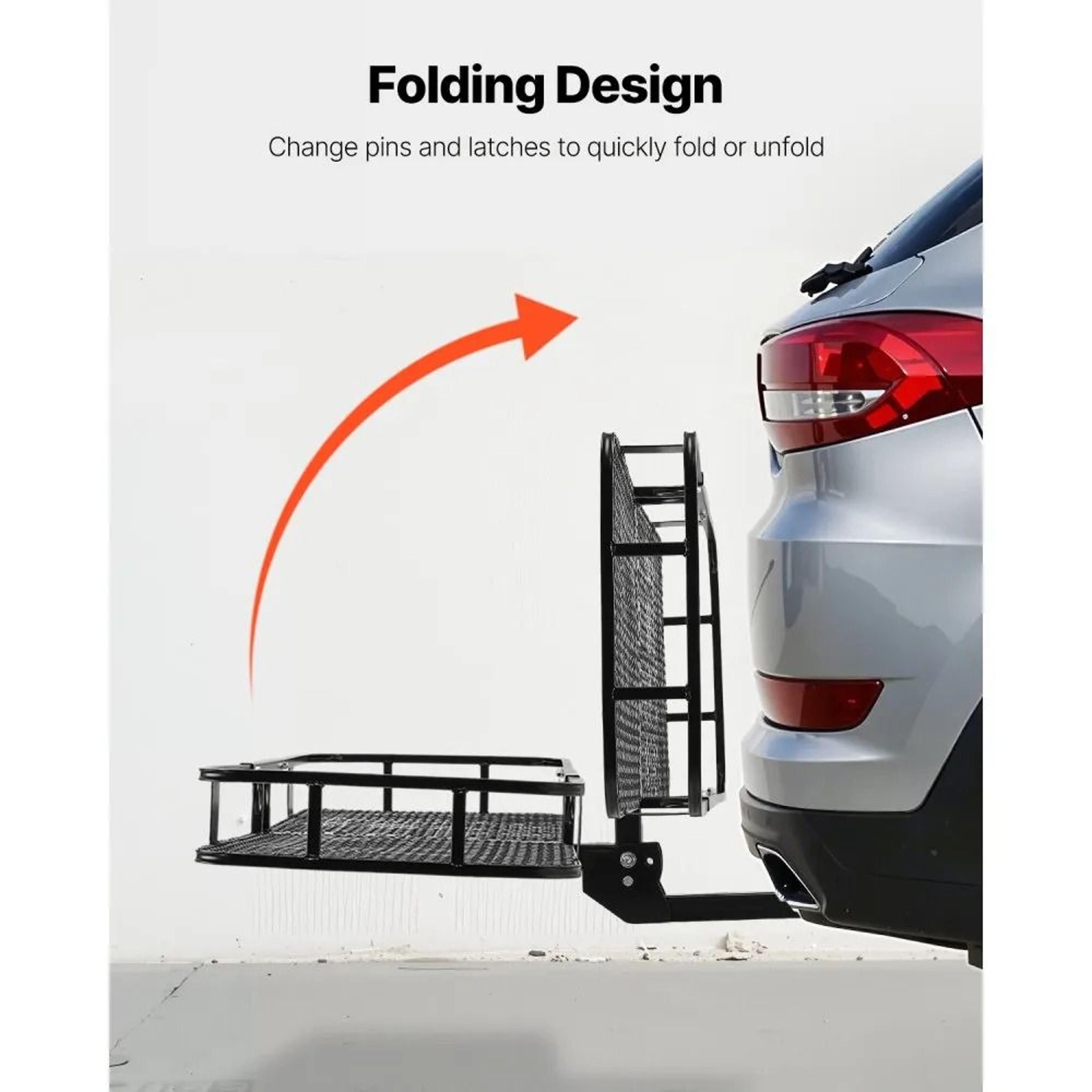 500 Lb Folding Hitch Cargo Carrier With Waterproof Bag And Cargo Net 3