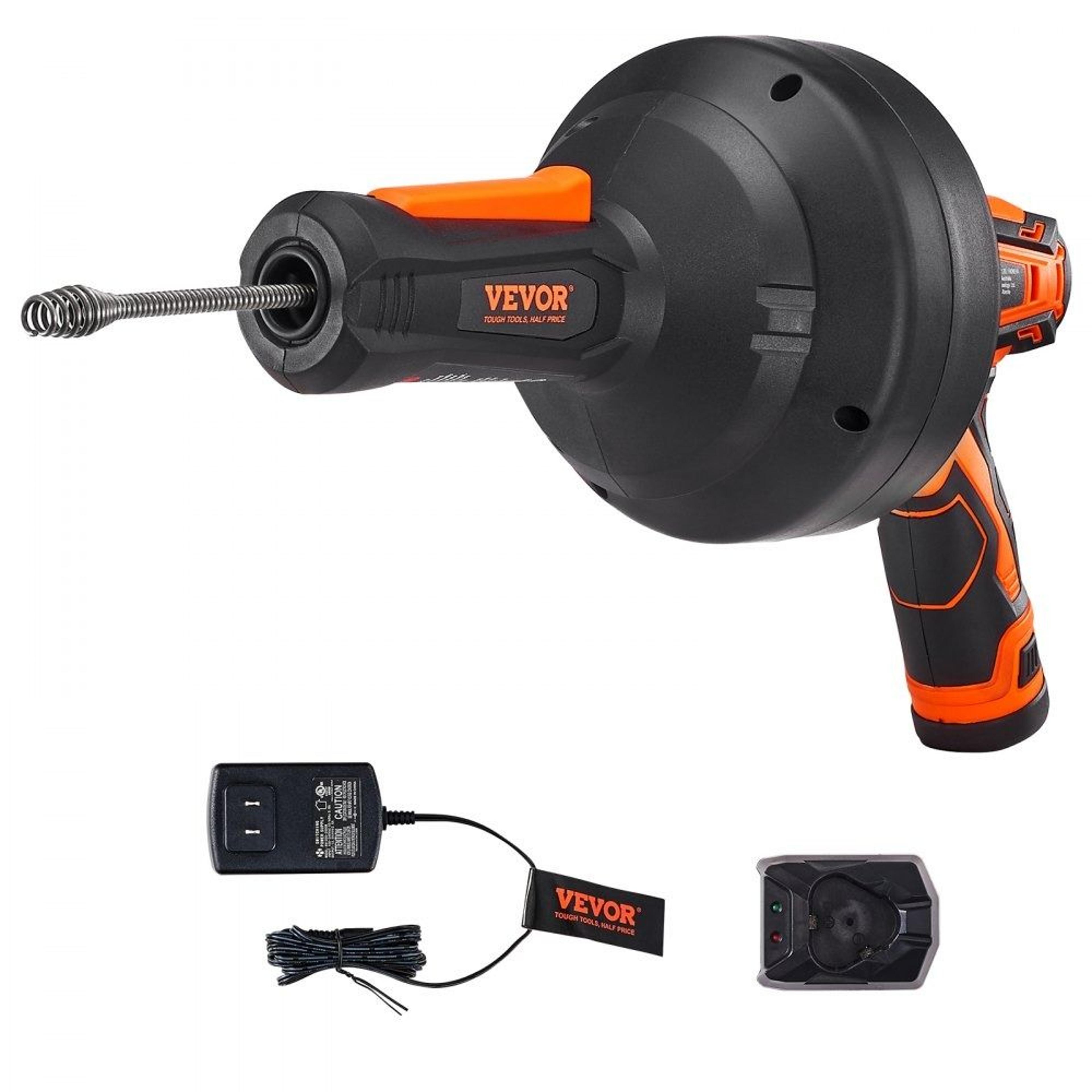 12v electric drain auger 25ft cordless plumbing snake with auto feed