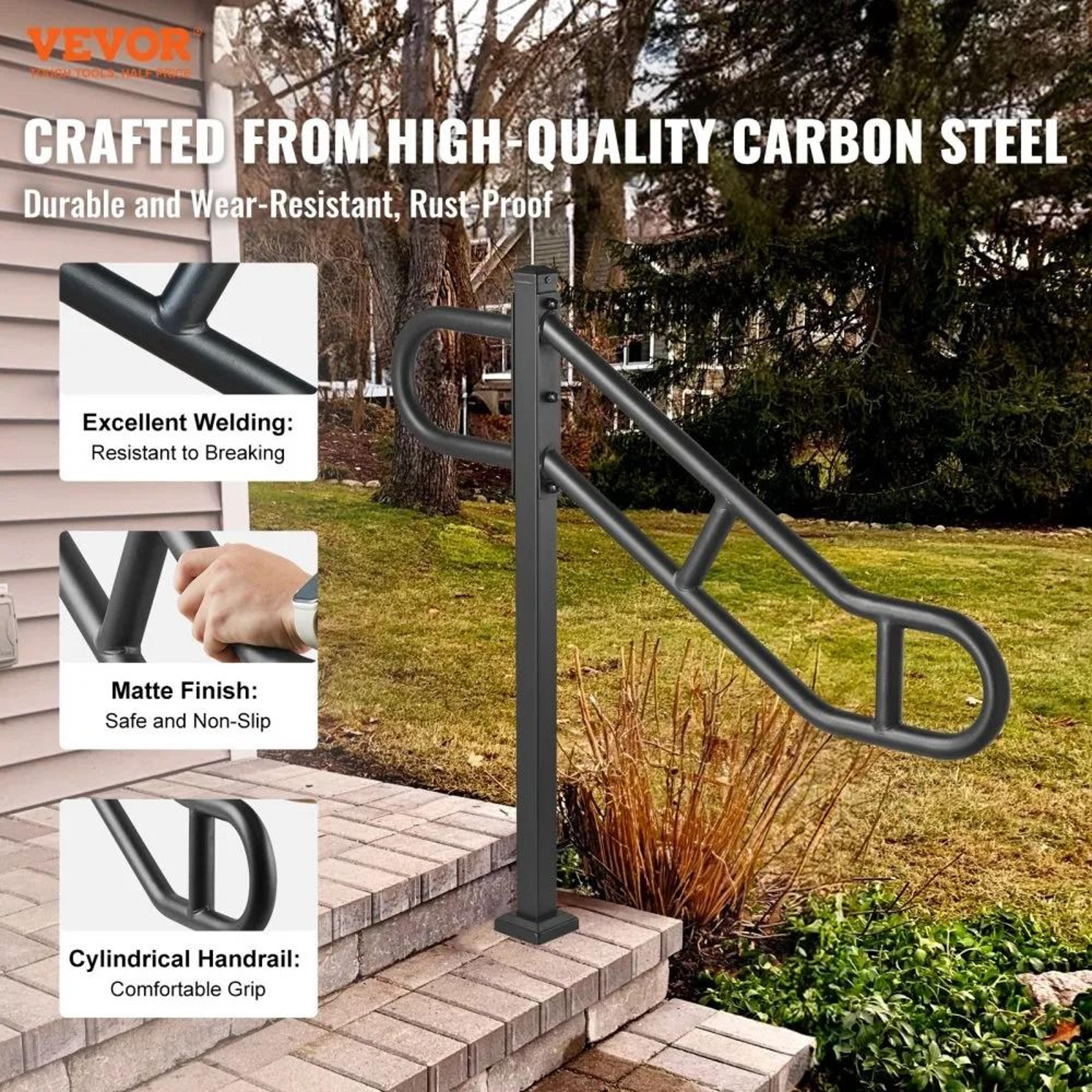 Outdoor Stair Handrail For 1 To 3 Steps 2