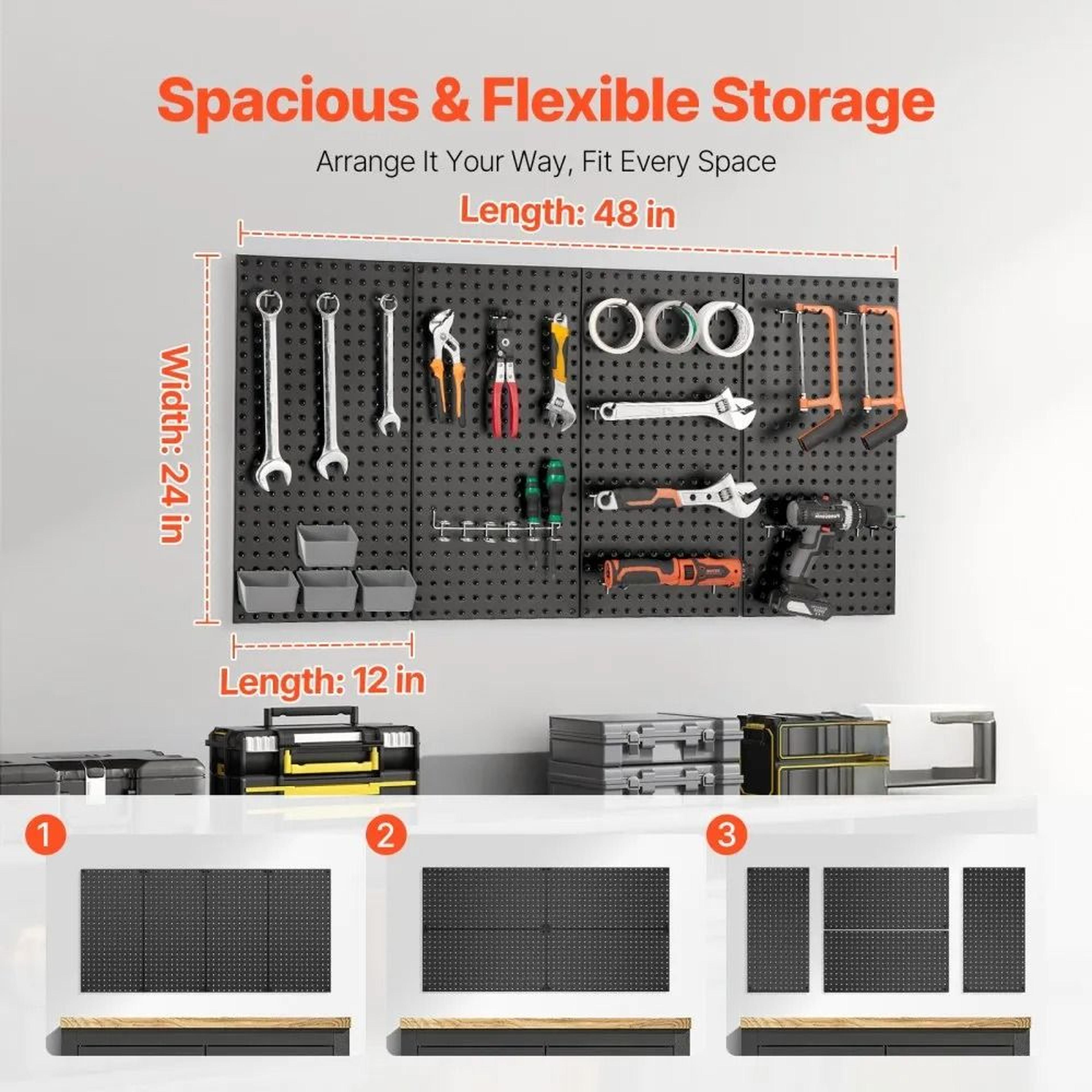 Metal Pegboard Panels Heavy Duty Garage Wall Organizer 3