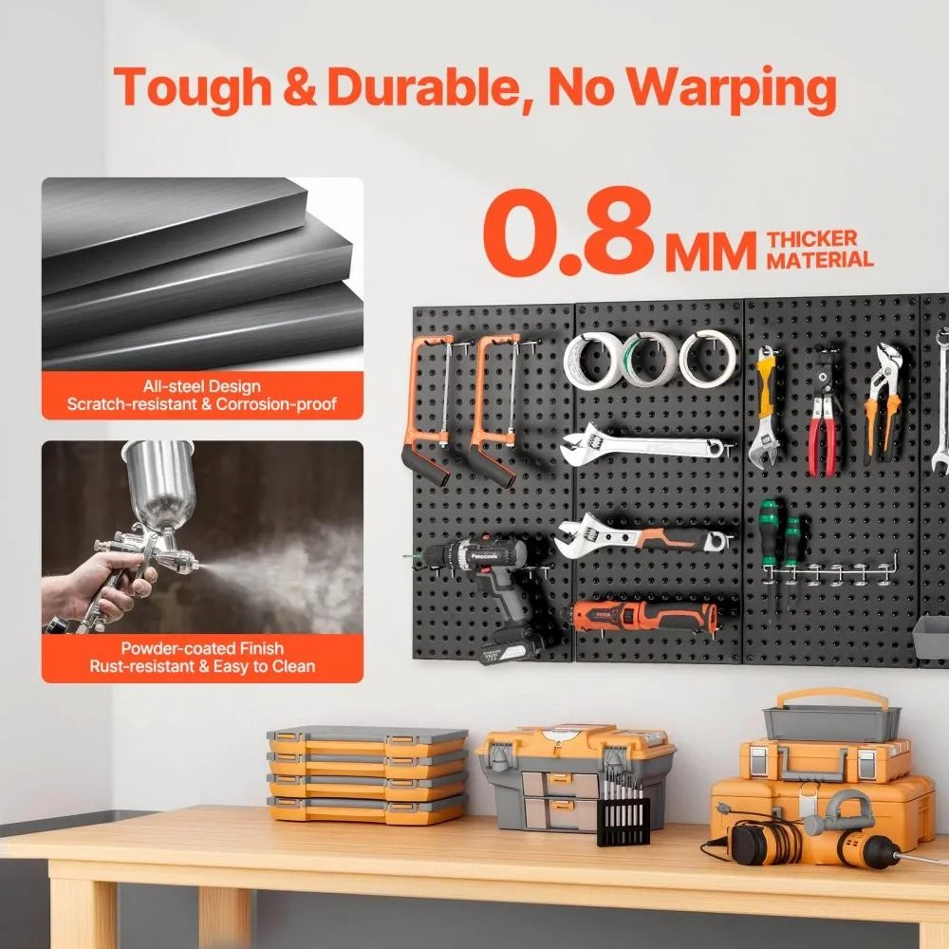 Metal Pegboard Panels Heavy Duty Garage Wall Organizer 4