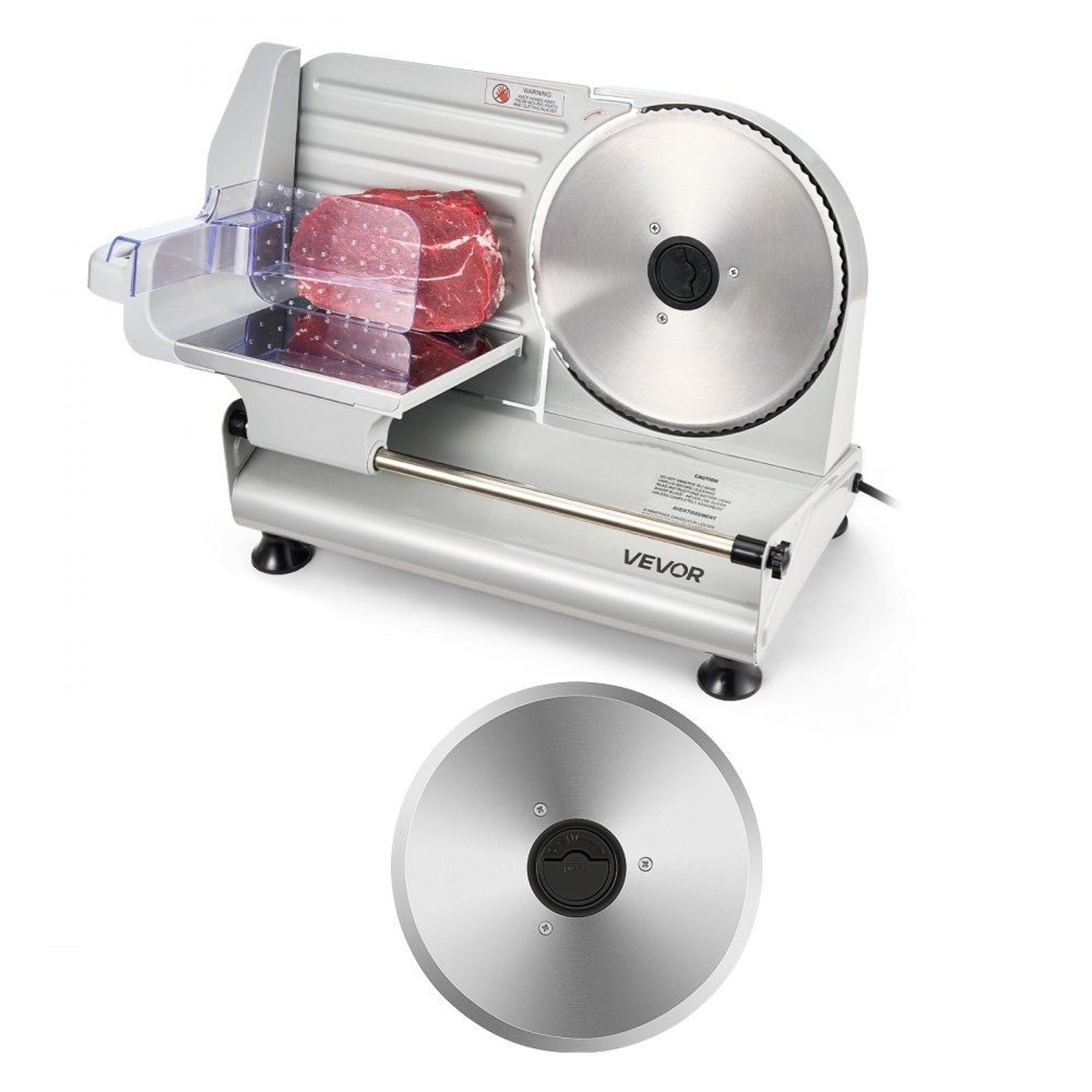8.6 inch electric meat slicer with adjustable thickness and dual blades
