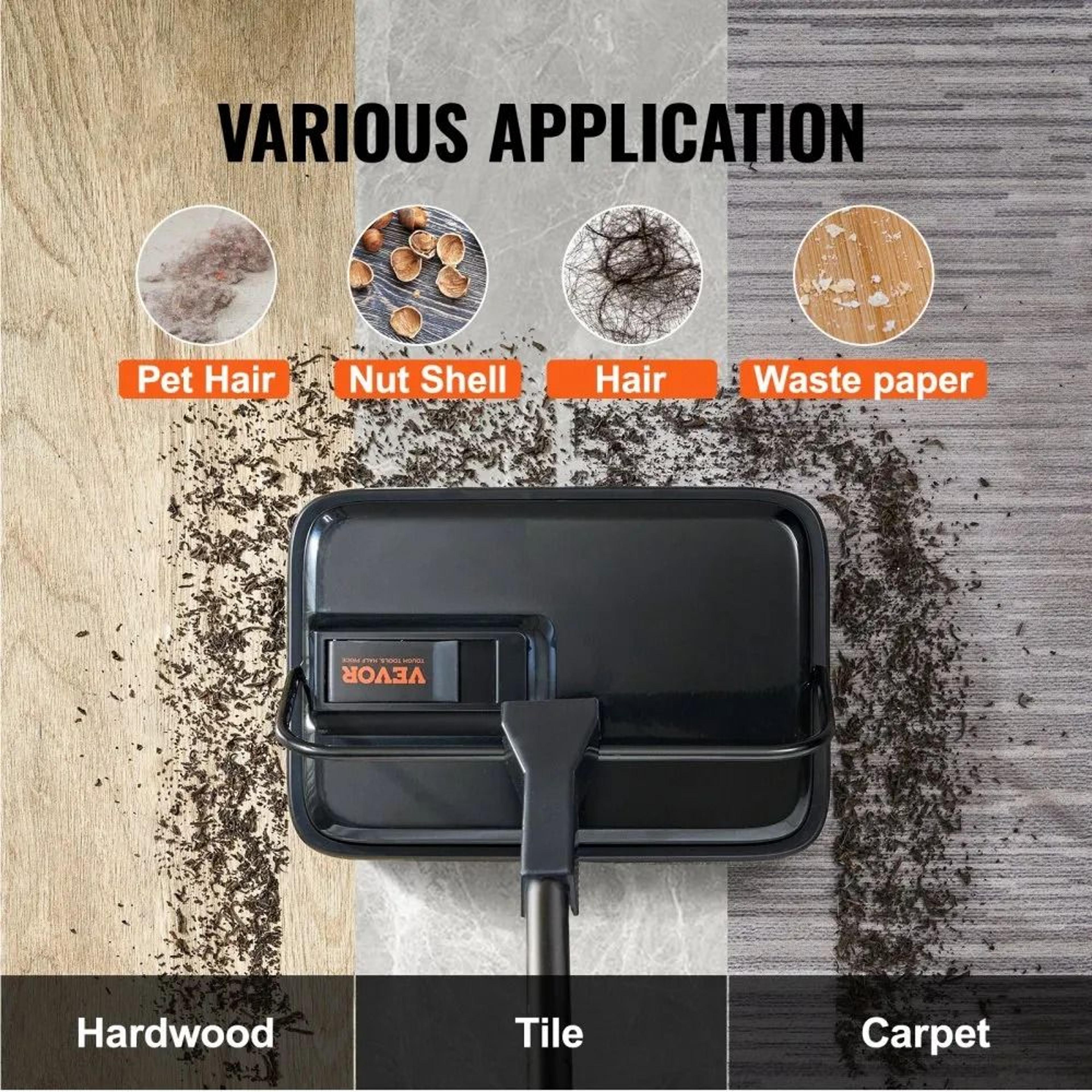 Manual Carpet Sweeper Non Electric Floor Cleaner With 300ml Dustbin For Pet Hair Dust And Debris 2