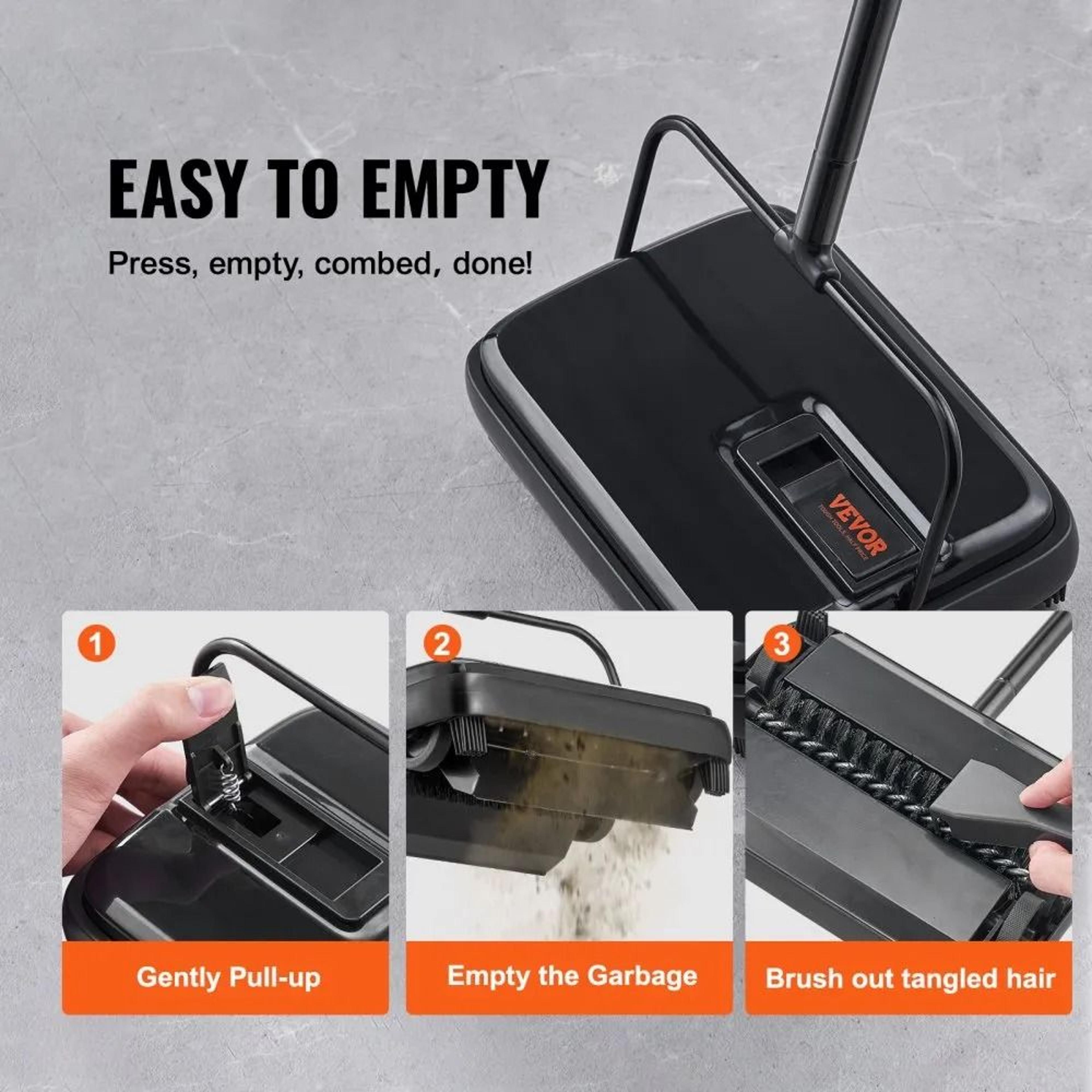 Manual Carpet Sweeper Non Electric Floor Cleaner With 300ml Dustbin For Pet Hair Dust And Debris 4