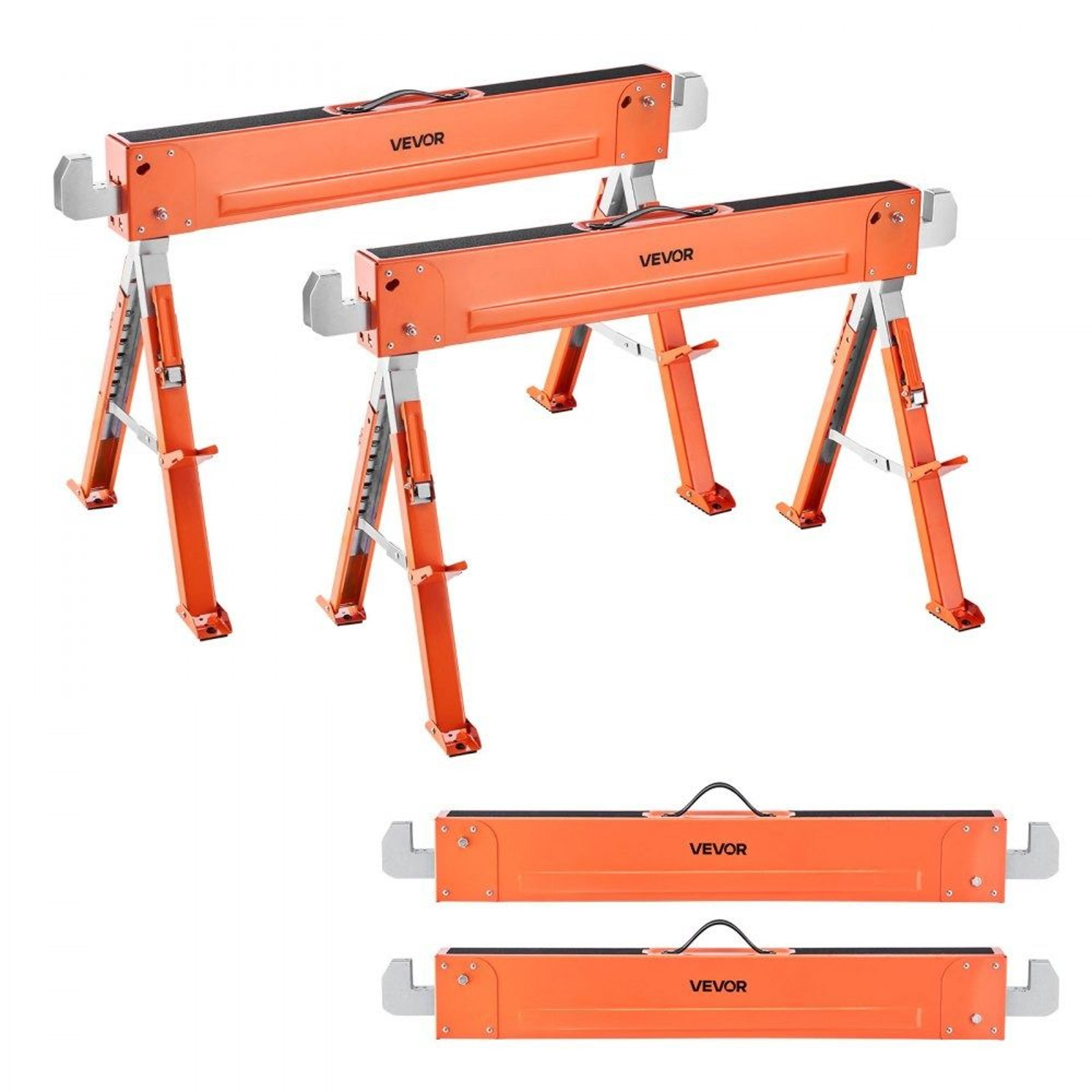 heavy duty folding saw horses 2 pack 1800 lbs adjustable height work stand