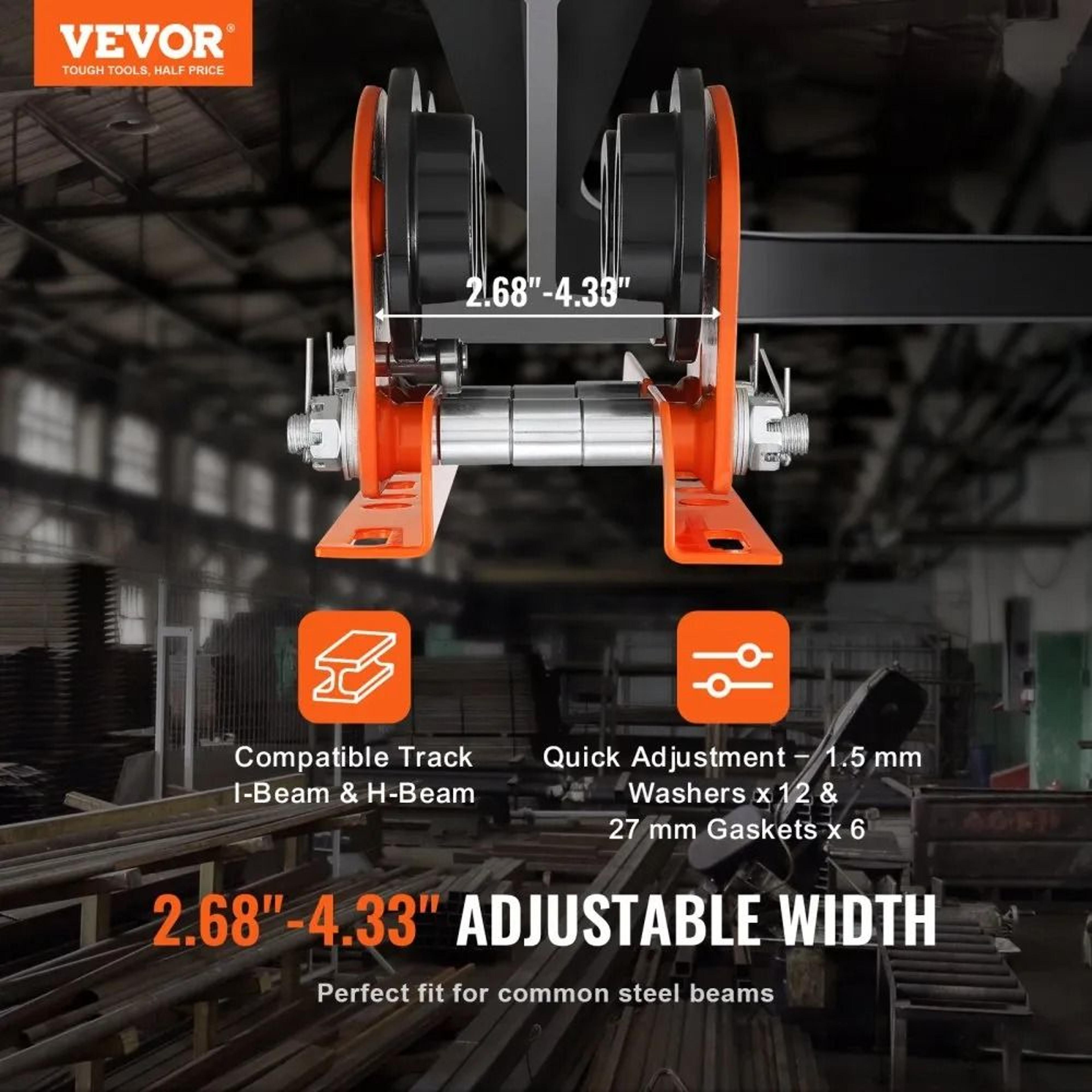 Electric Hoist Trolley 2200 Lbs Capacity Adjustable I Beam Trolley For Lifting Applications 3