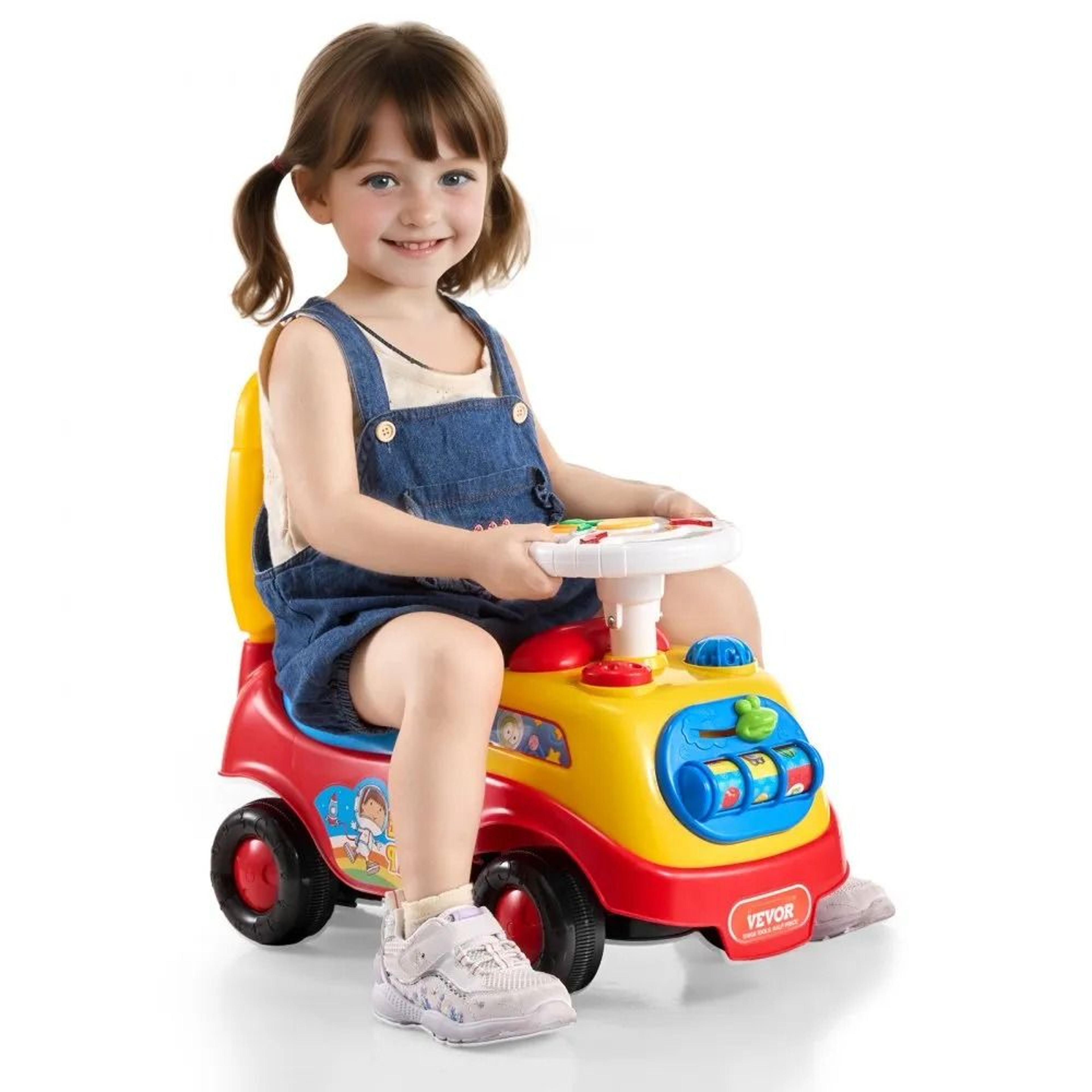toddler ride on push car with music steering wheel storage sit to stand toy for ages 1-3