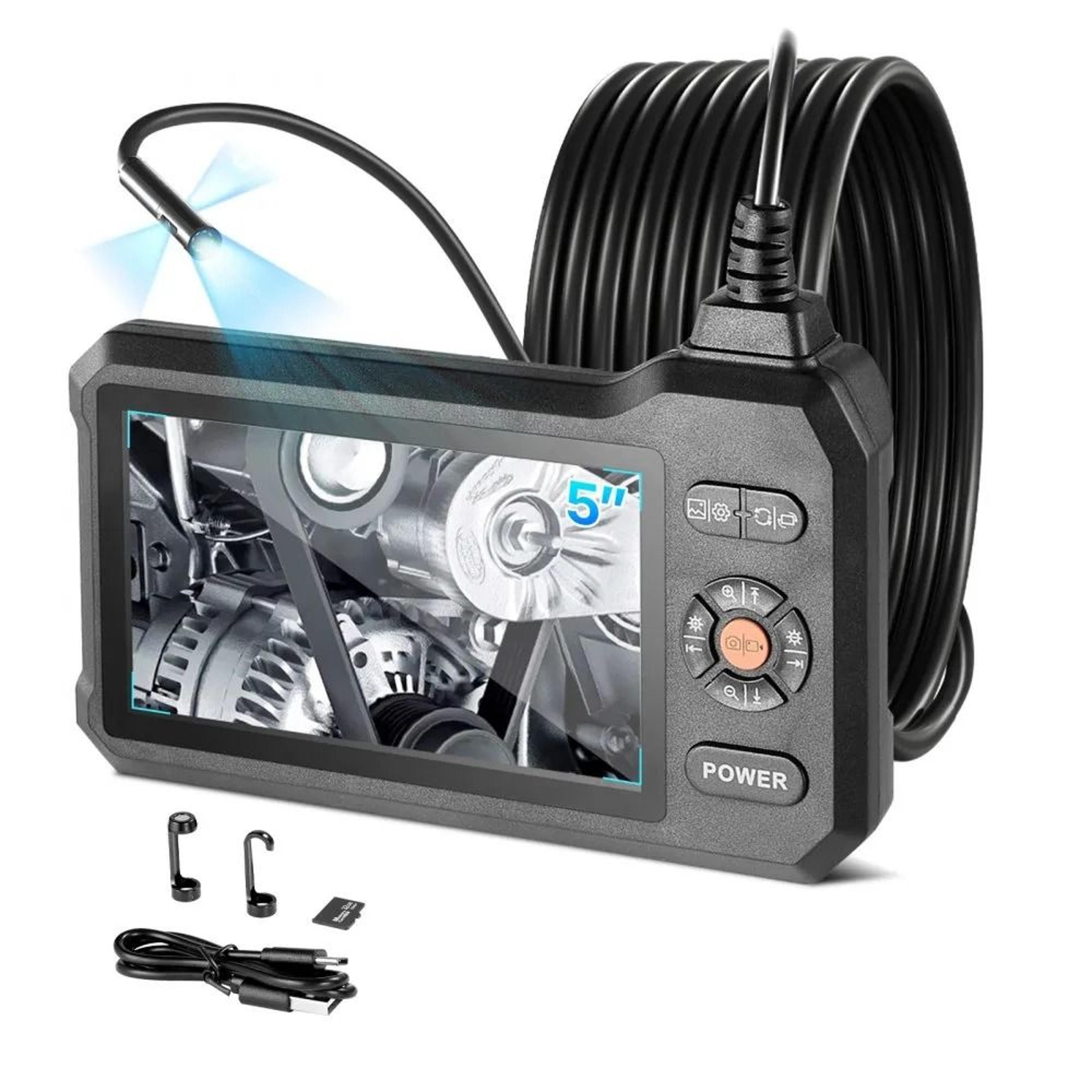 triple lens borescope camera with 5 inch hd screen and 16.4ft cable