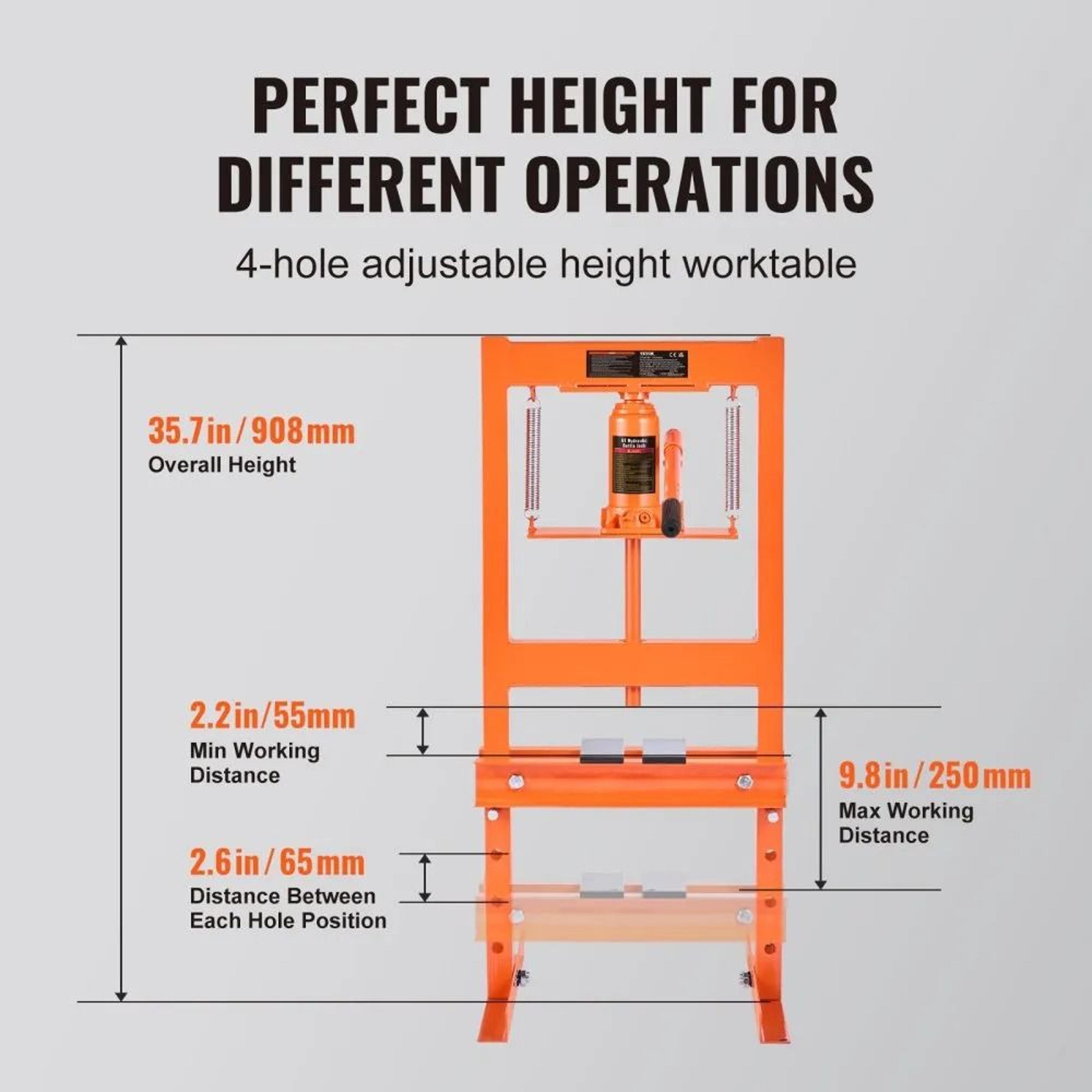 6 Ton Hydraulic Shop Press H Frame Heavy Duty Garage Workshop Press With Adjustable Plates 5