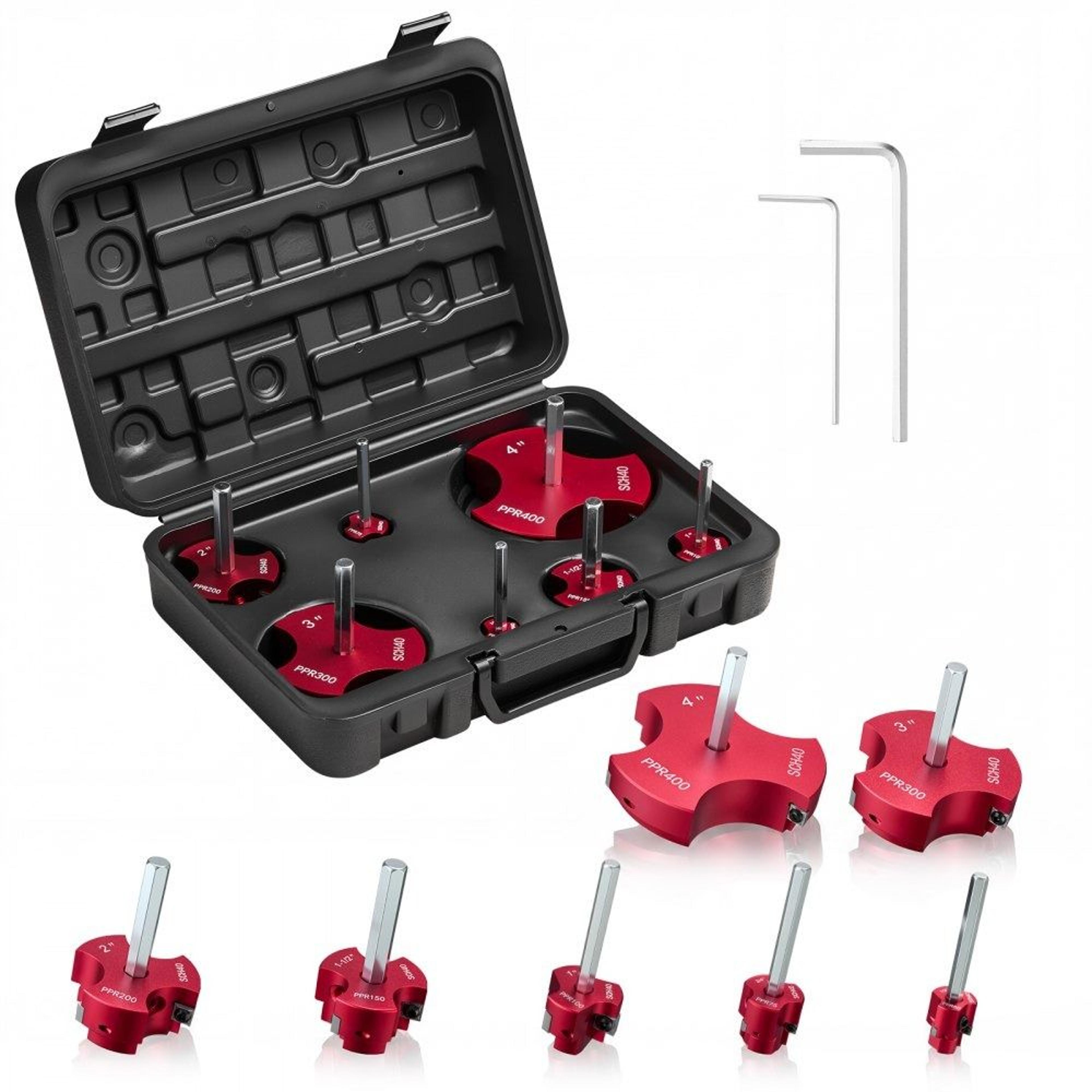 pvc pipe reamer kit 7 piece fitting socket saver tool set for plumbing repairs