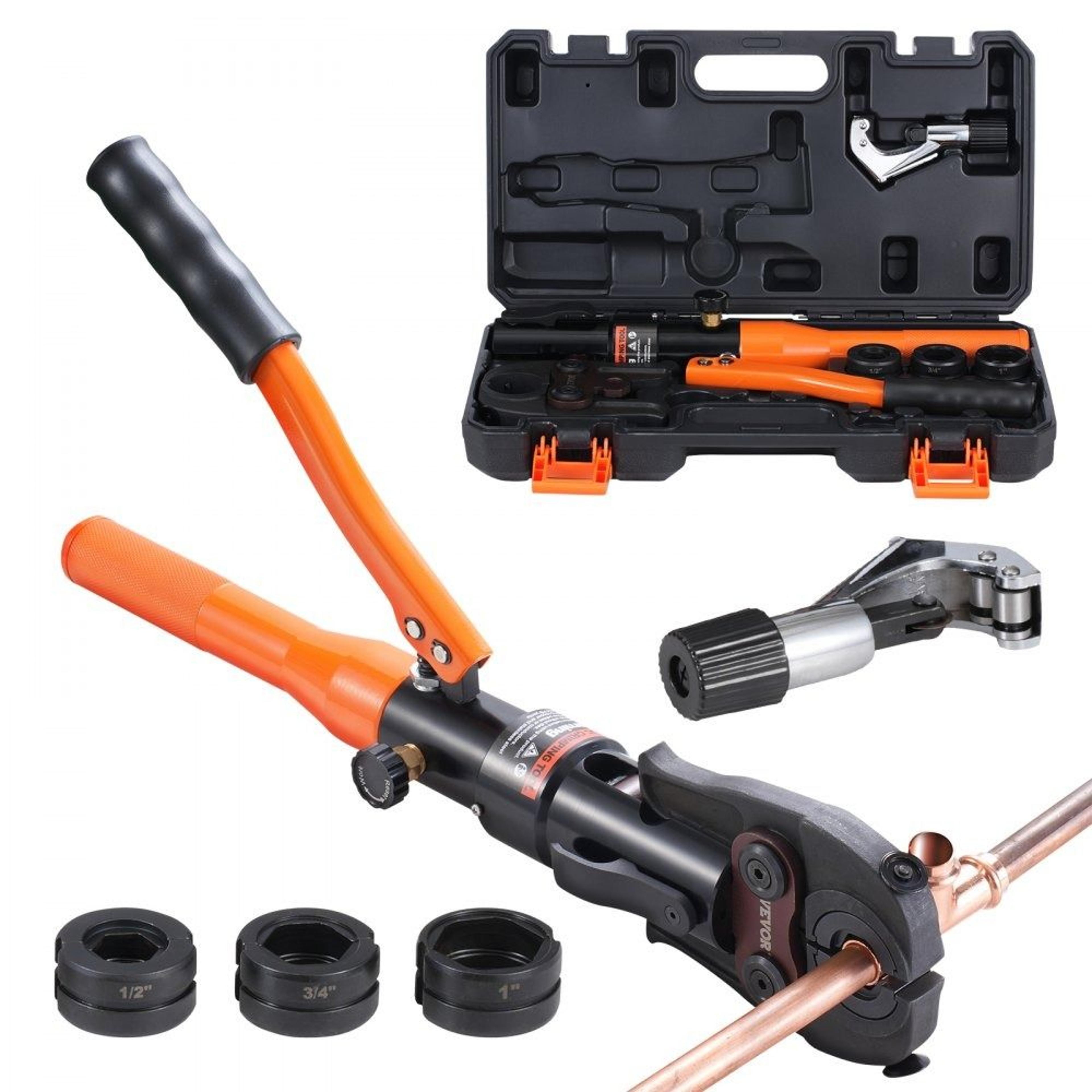 hydraulic copper pipe crimping tool with 1/2 3/4 1 inch vus jaws