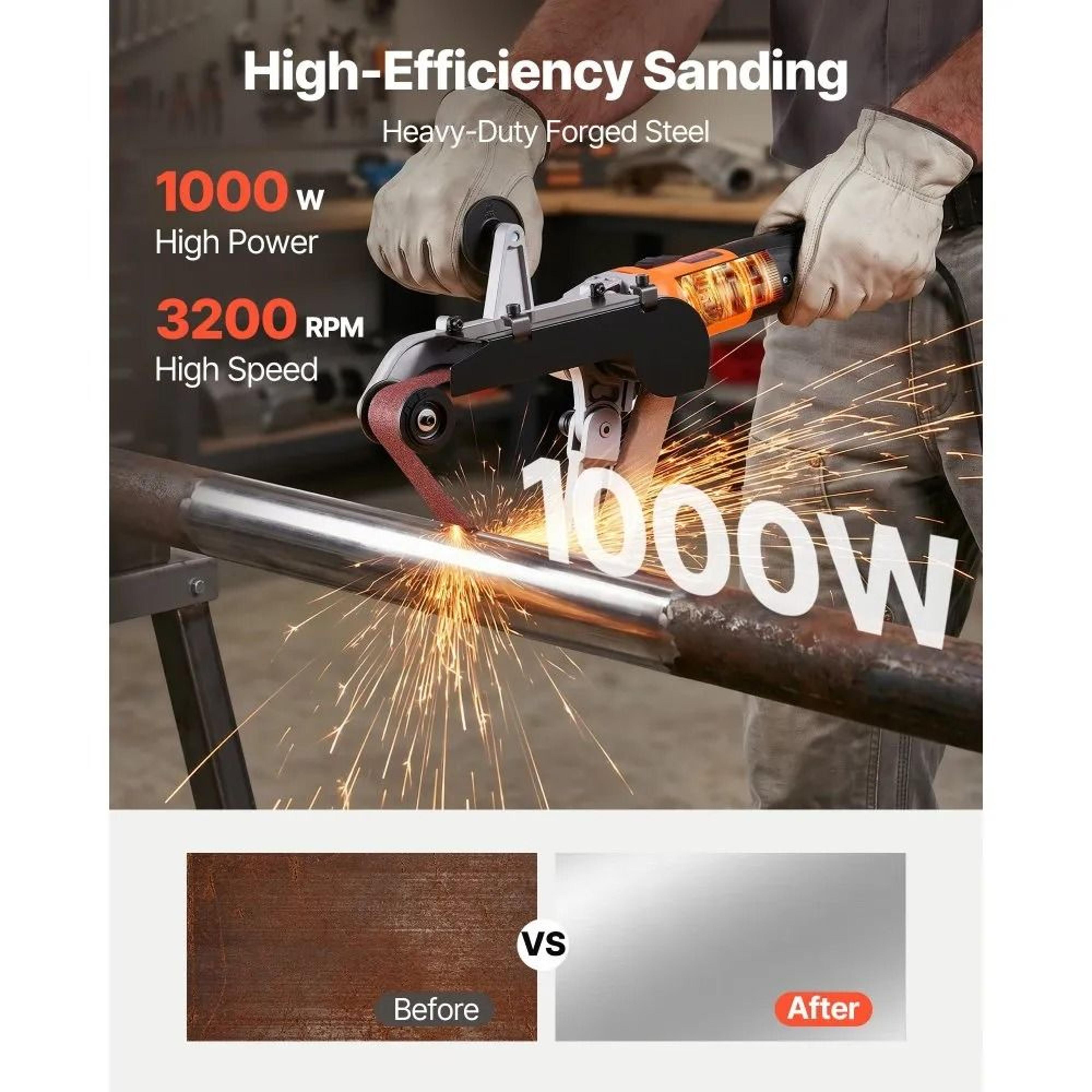 1000W Pipe Tube Polisher Sander With Variable Speed And 100 Sanding Belts 1