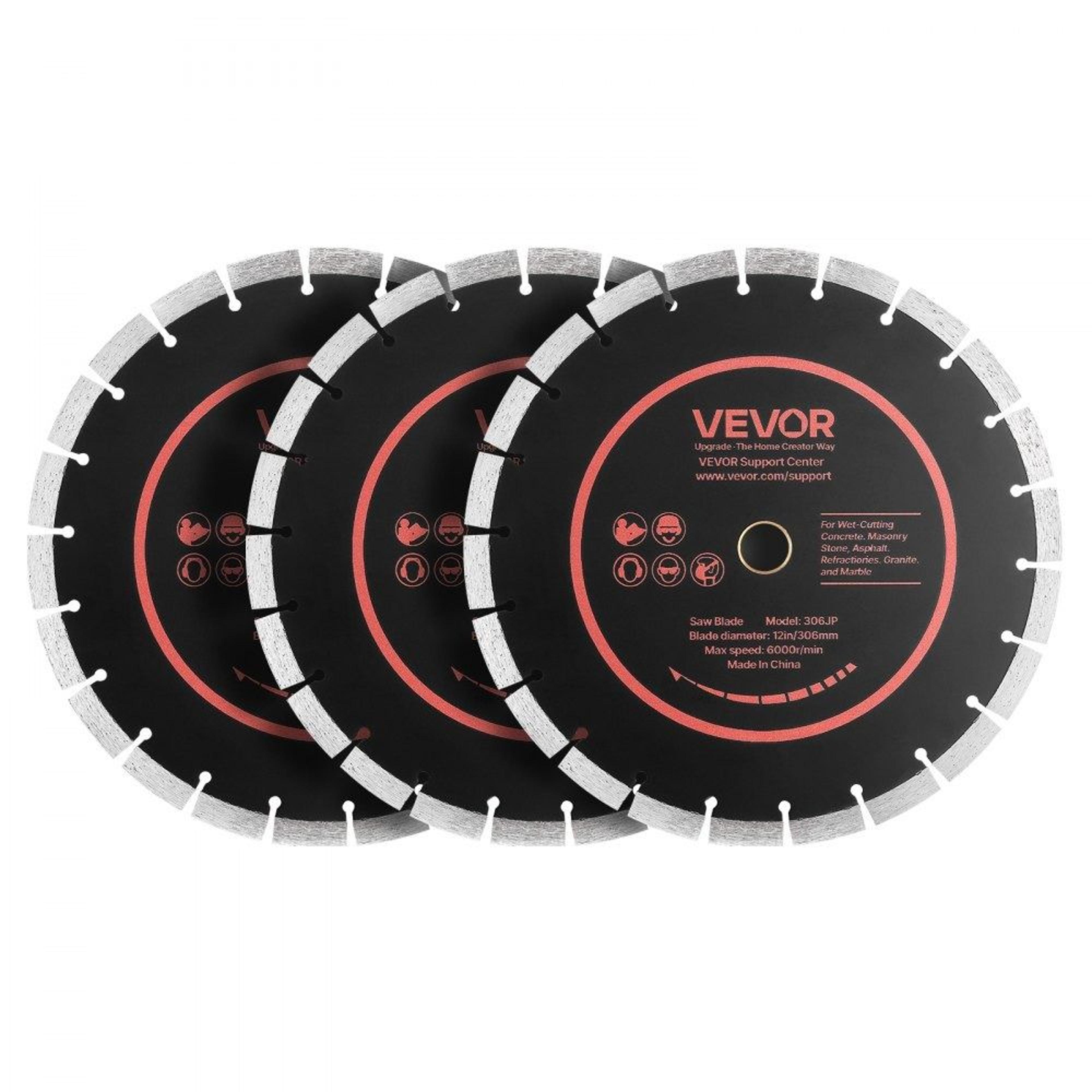 12 inch diamond blade 3 pack concrete saw blade set
