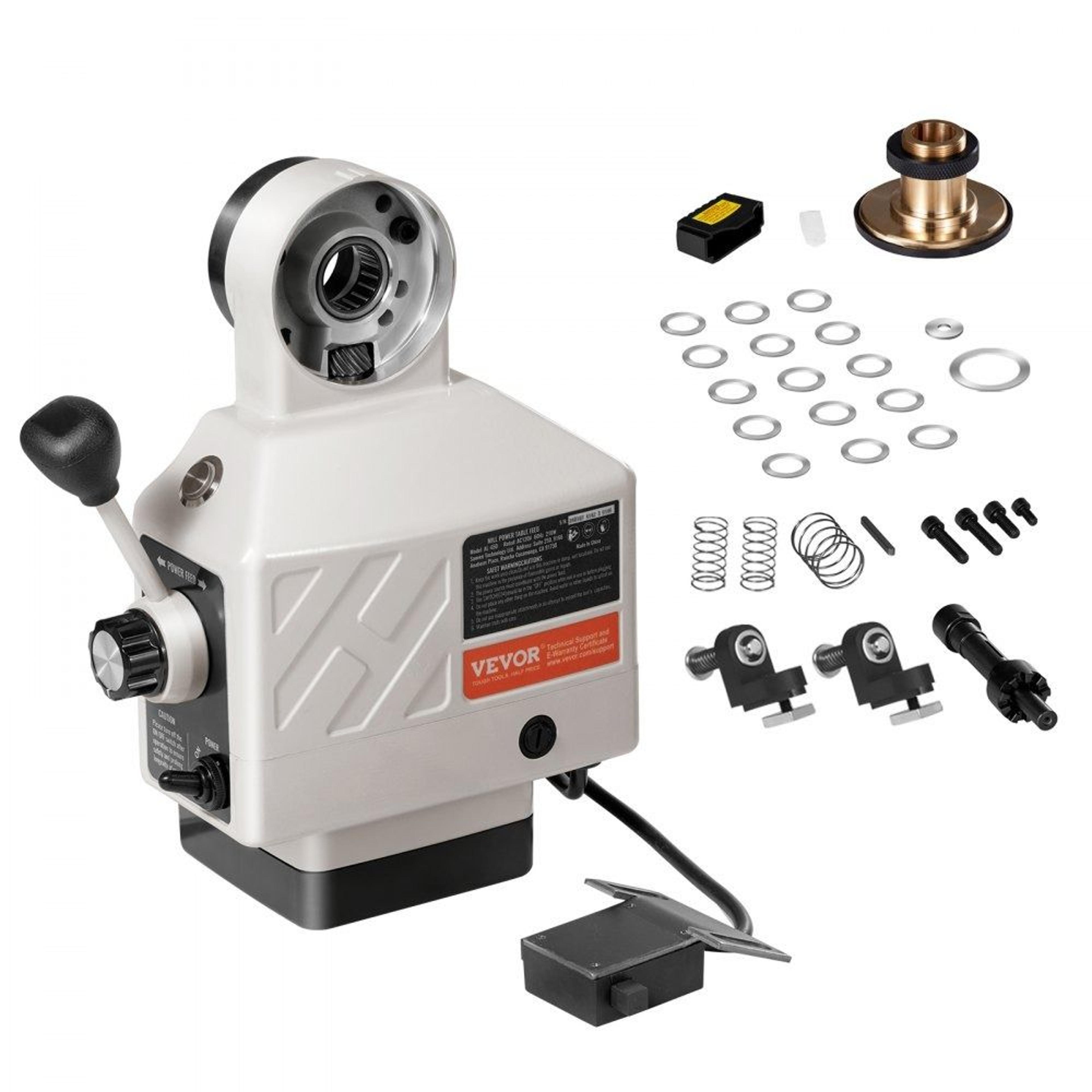 z-axis power feed for milling machine with 450 in-lb torque adjustable speed control