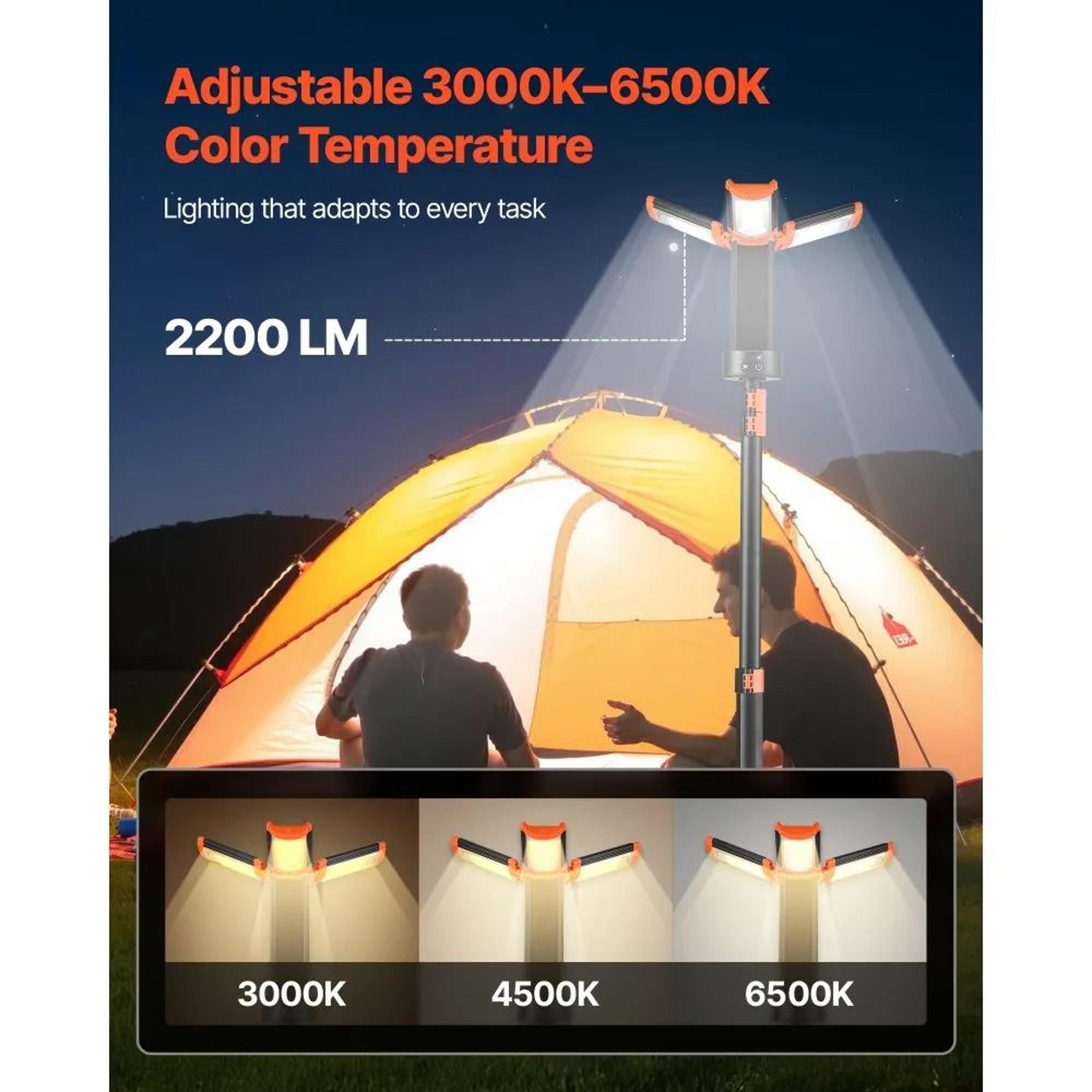 Rechargeable LED Work Light With Stand 2200 Lumens Portable Tripod Construction Light 1