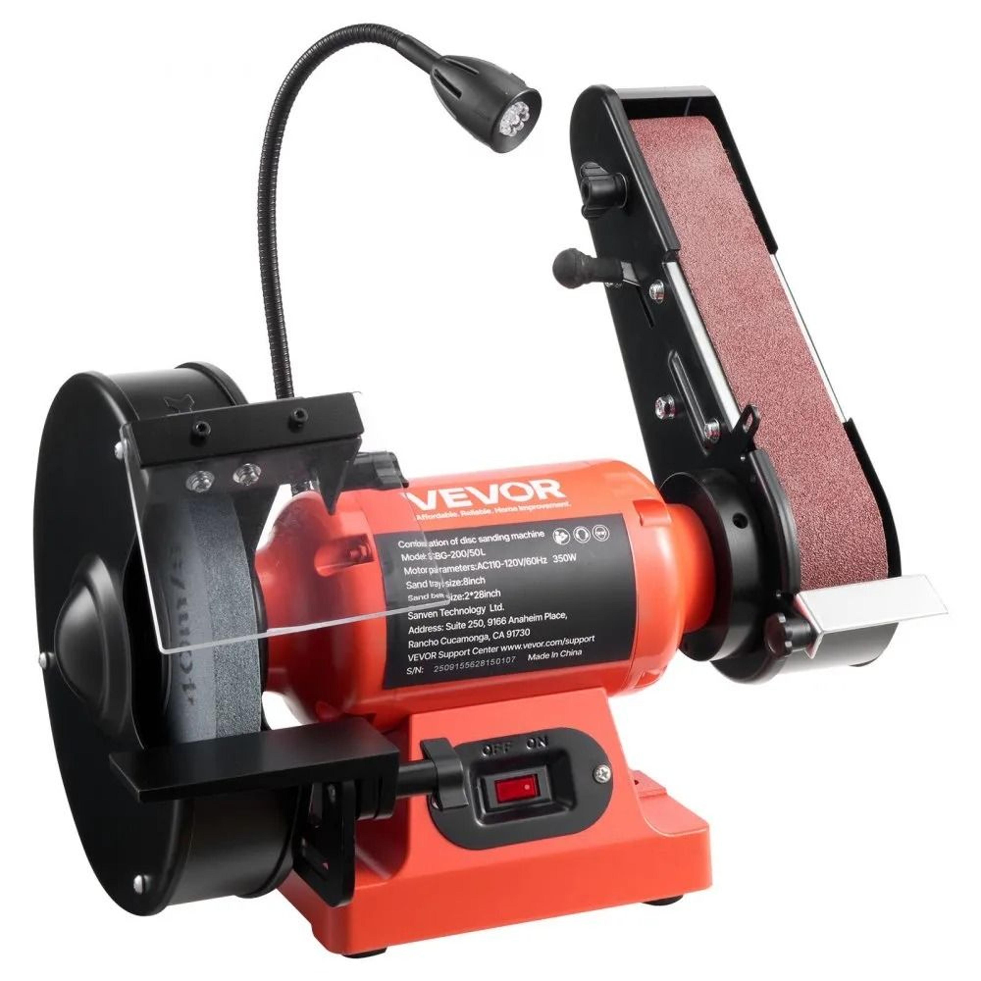 8 inch bench grinder and 2x28 inch belt sander combo 350w metal grinding machine
