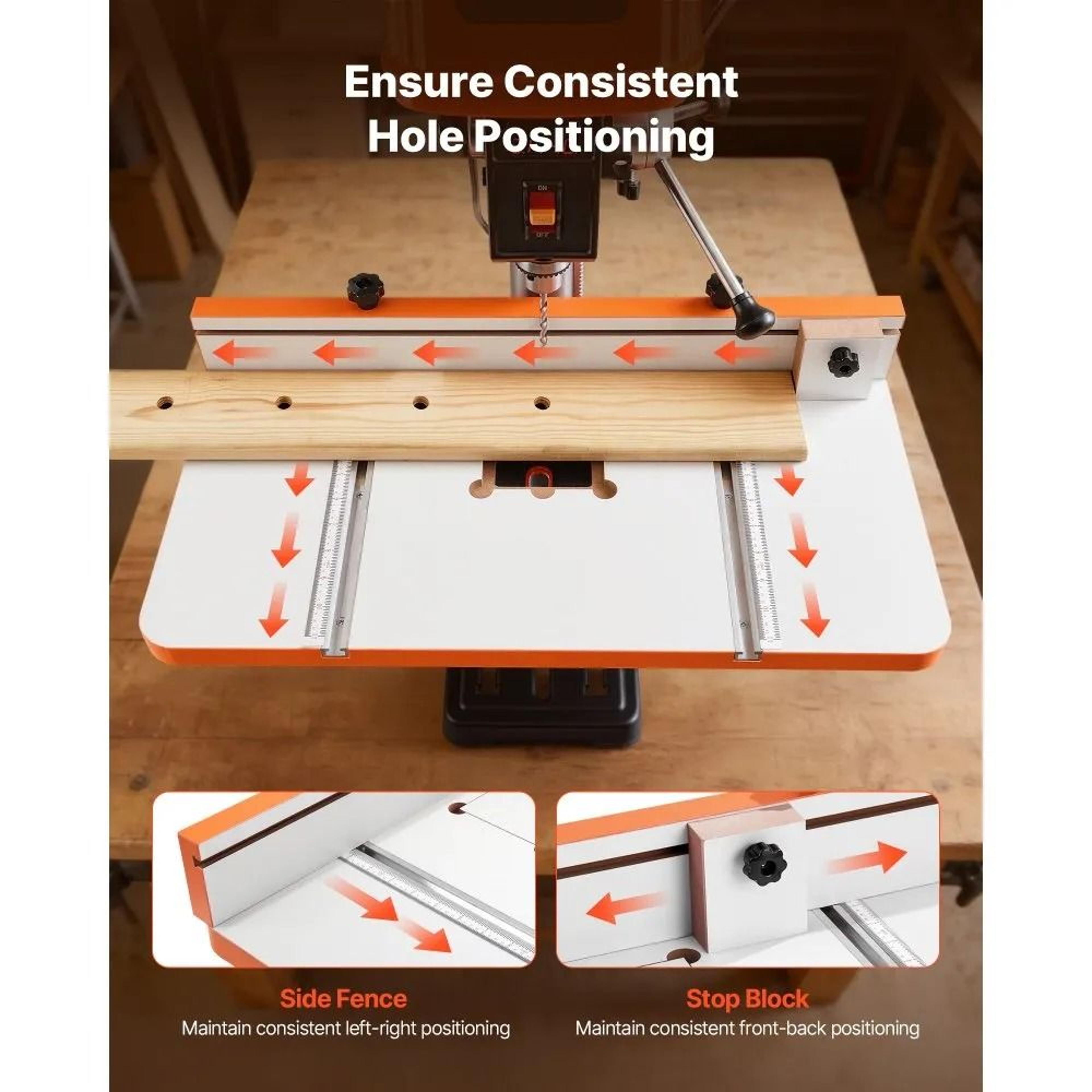 Drill Press Table 24 X 12 Inch With T Slots Adjustable Fence And Stop Block 2