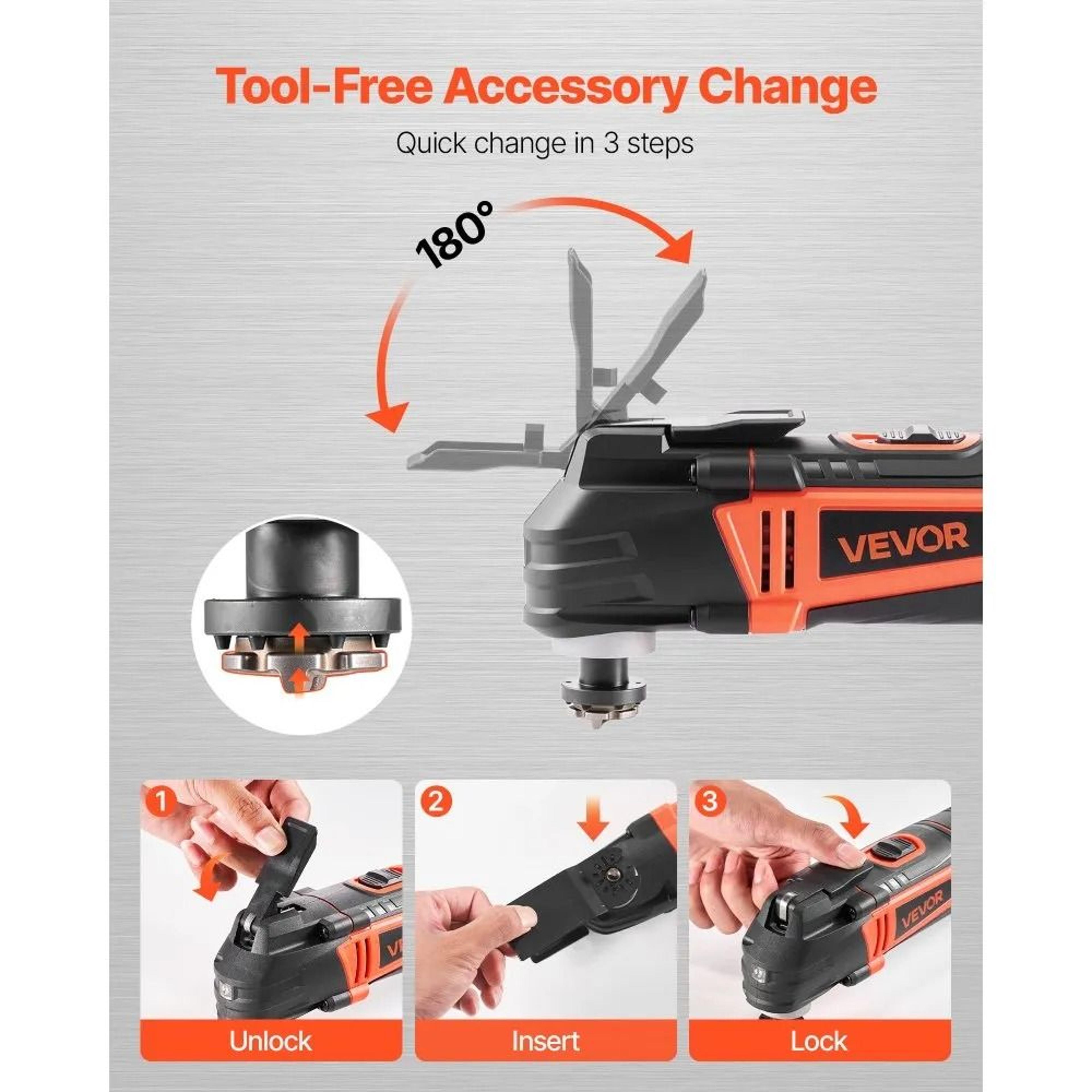 Oscillating Multi Tool 4 Amp Corded Electric Multitool With 6 Speeds LED Light And 13 Accessories 4