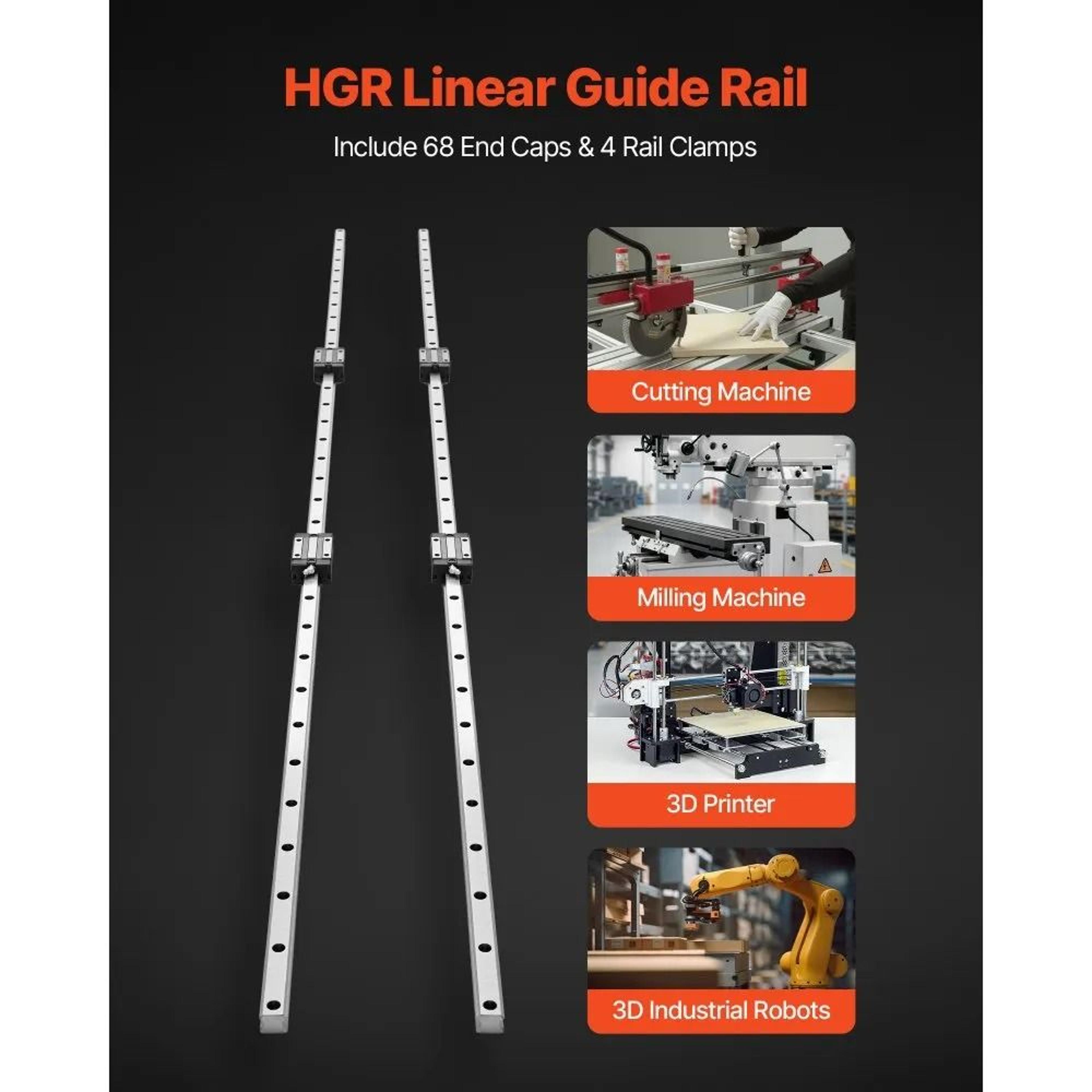 HGR20 Linear Guide Rail Kit 2000mm With 4 Bearing Blocks For CNC Router And 3D Printer 1
