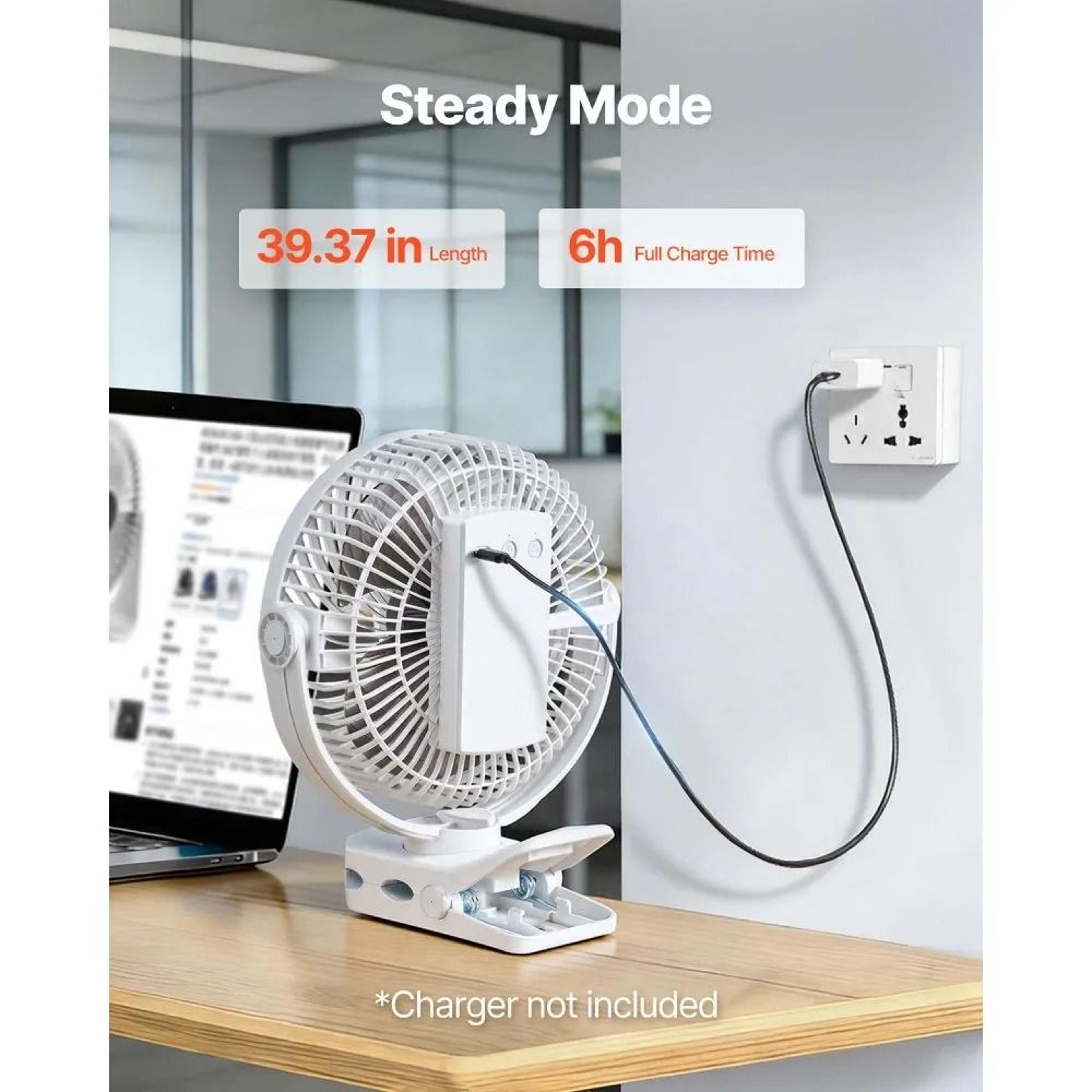 Rechargeable Clip Fan With Strong Airflow Portable Clamp Fan For Desk Office Camping 3