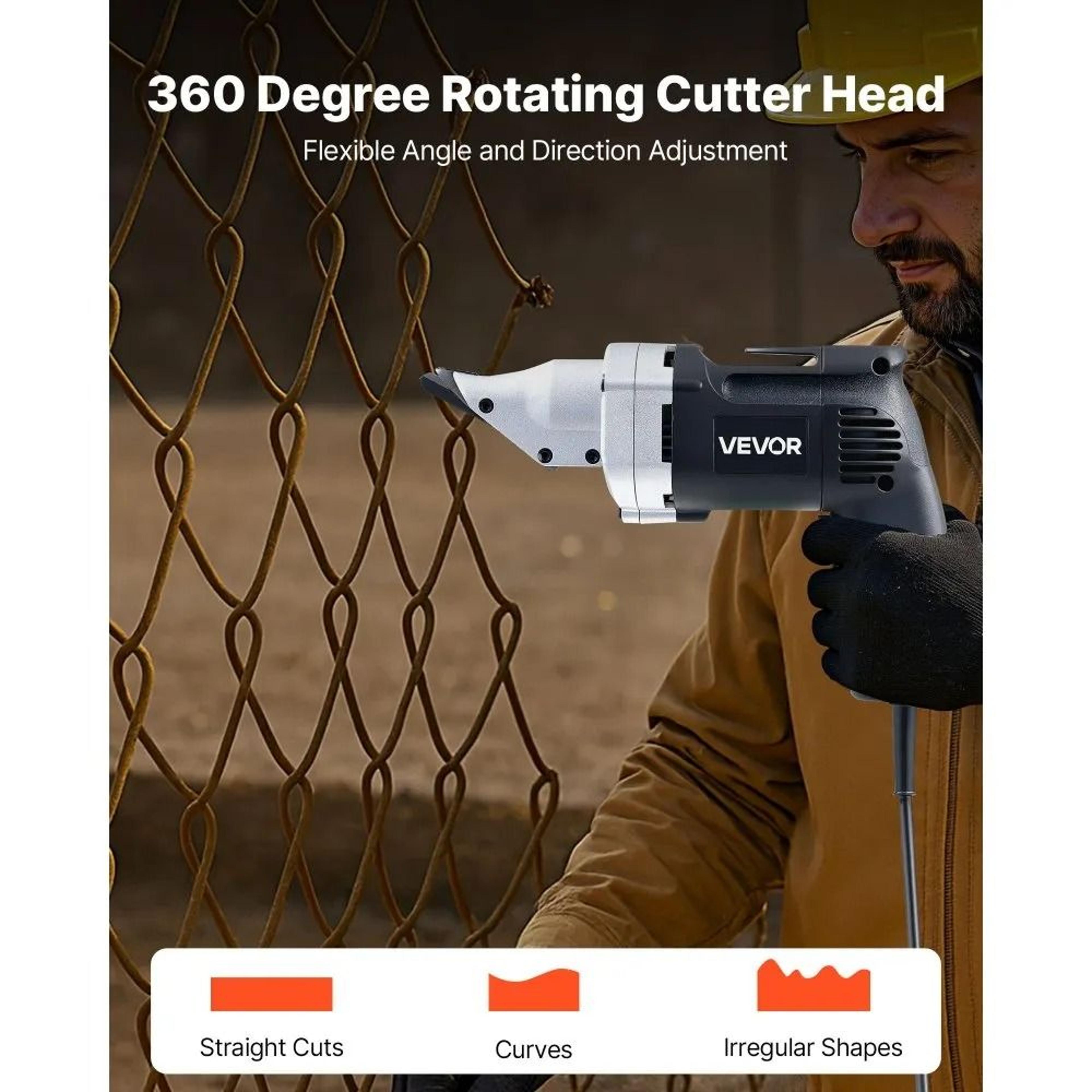 Electric Metal Shear 480W Corded Sheet Metal Cutter With Swivel Head And Variable Speed Control 5