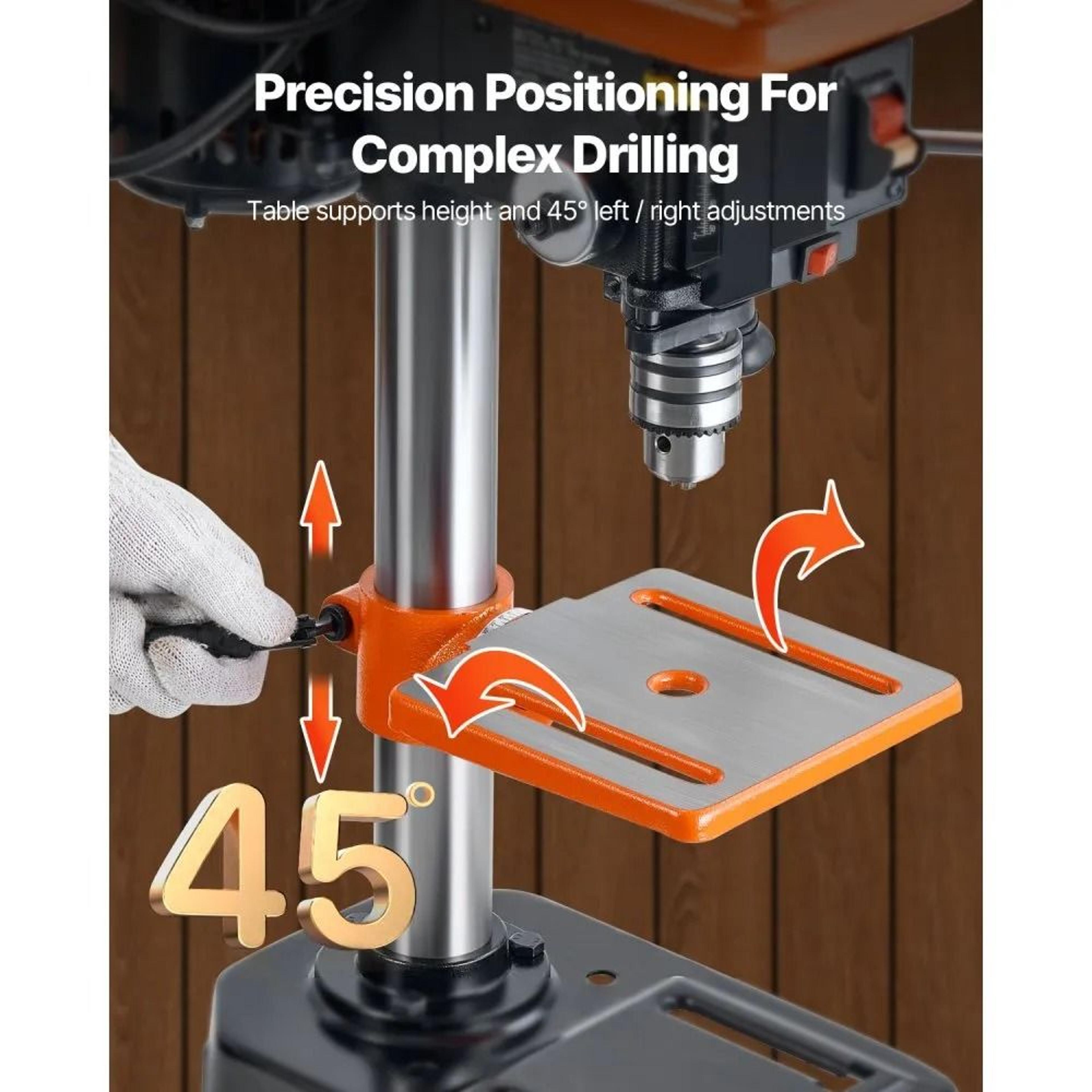 8 Inch Benchtop Drill Press With Adjustable Speed And LED Work Light 2