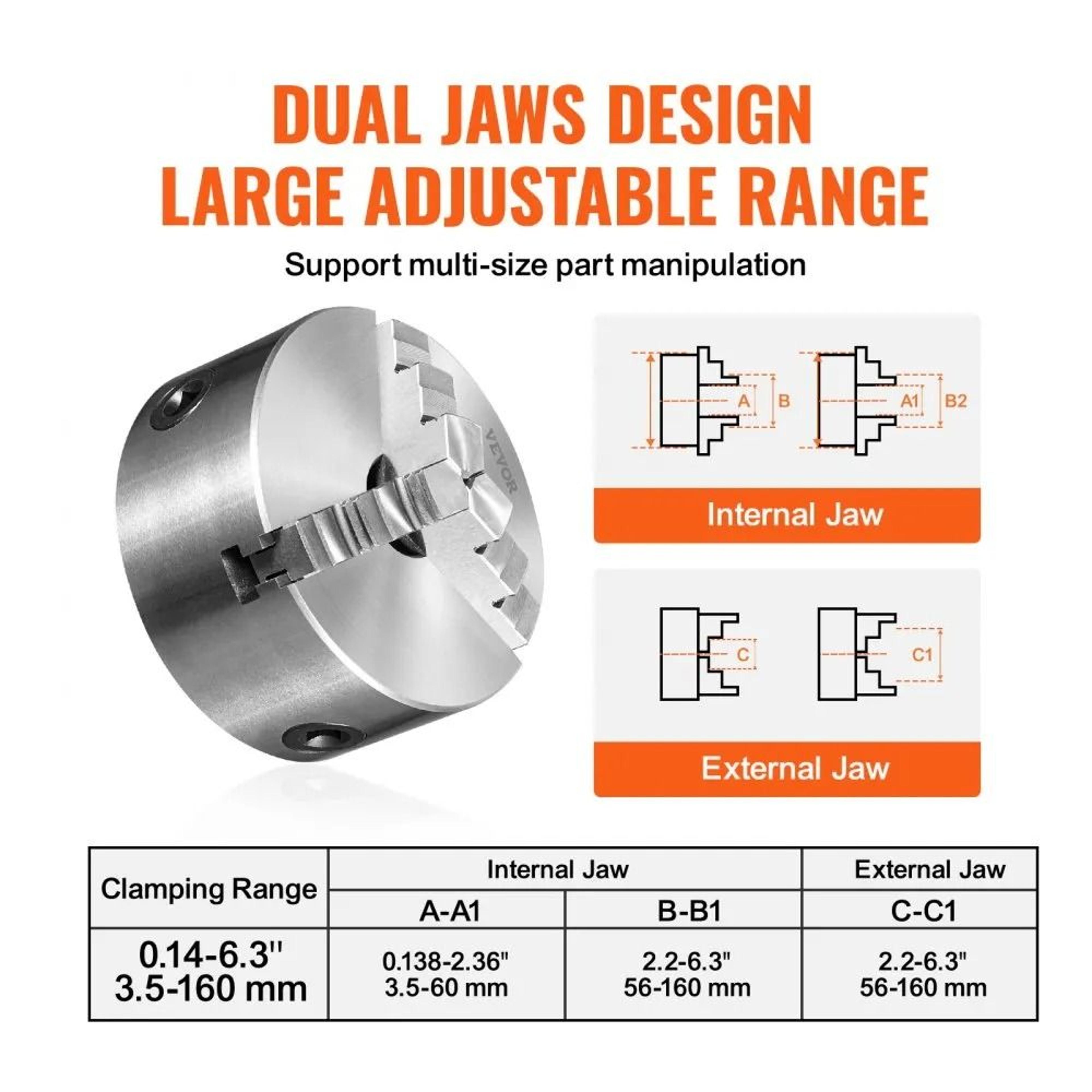 6 Inch Self Centering Lathe Chuck With Reversible Jaws For Precision Machining 4