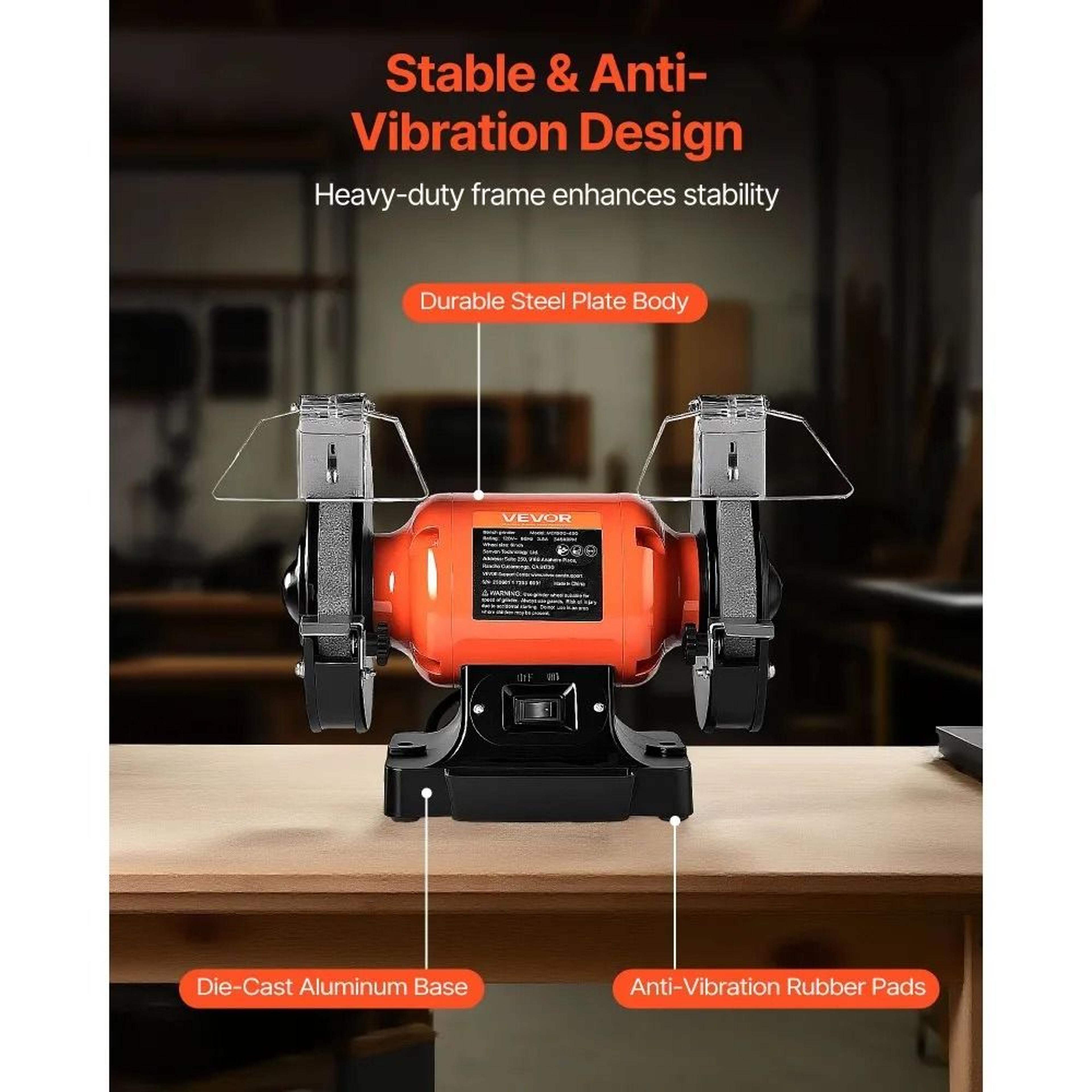 6 Inch Bench Grinder 450W High Speed Tool For Sharpening And Grinding 2