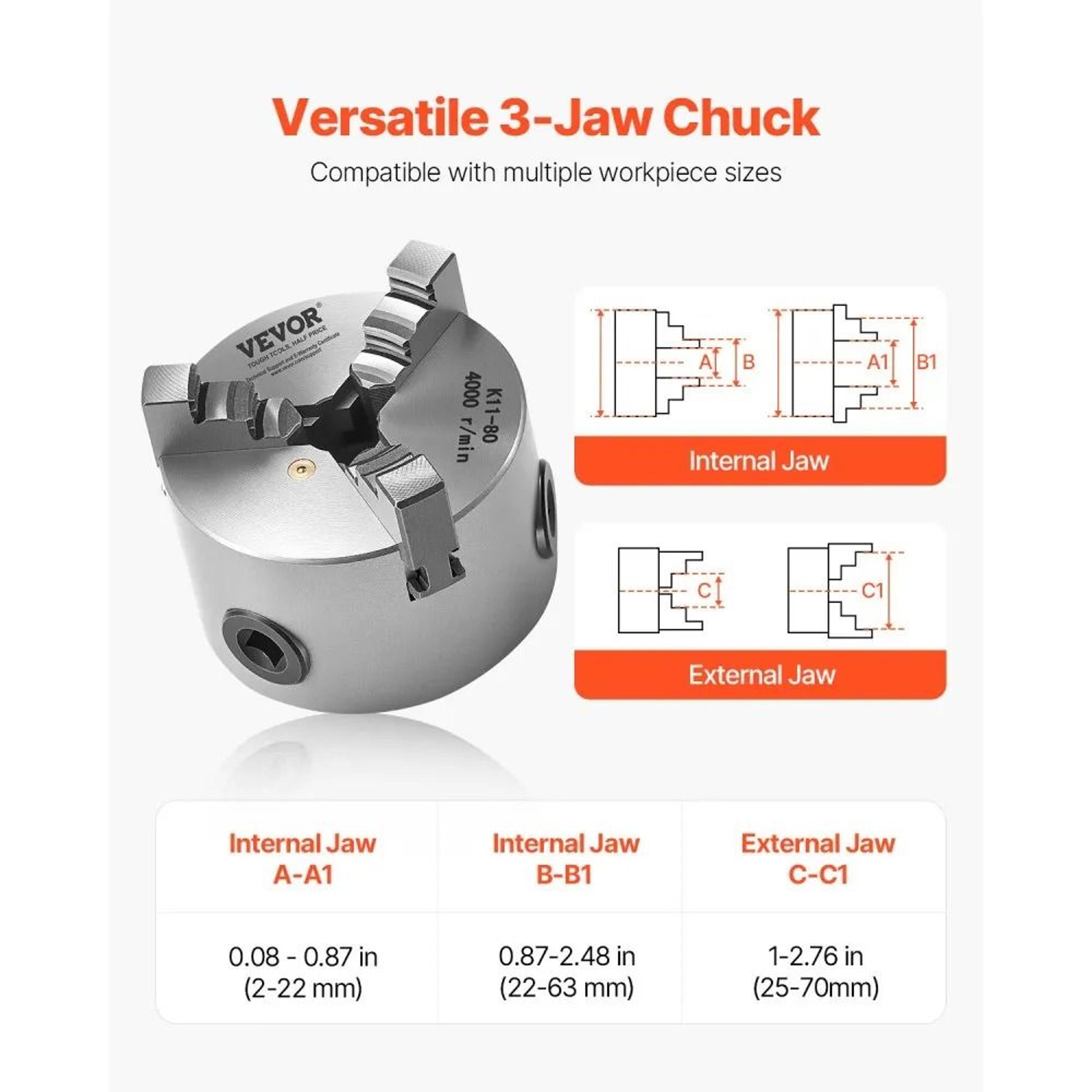3 Inch Self Centering Lathe Chuck 3 Jaw Chuck For Precision Metal And Wood Machining 5