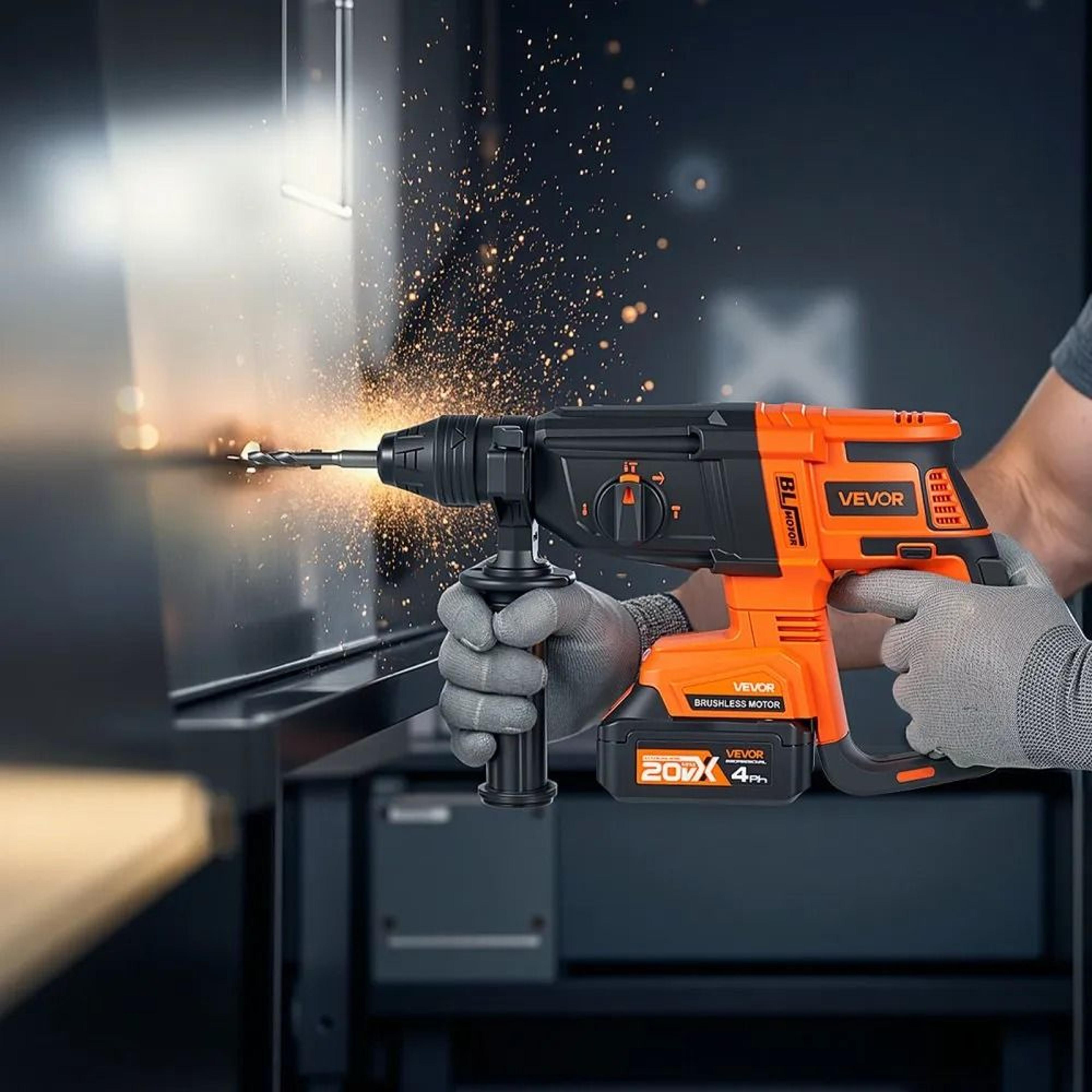 20V Brushless Cordless Rotary Hammer Drill Kit With SDS Plus And 4 Modes 6