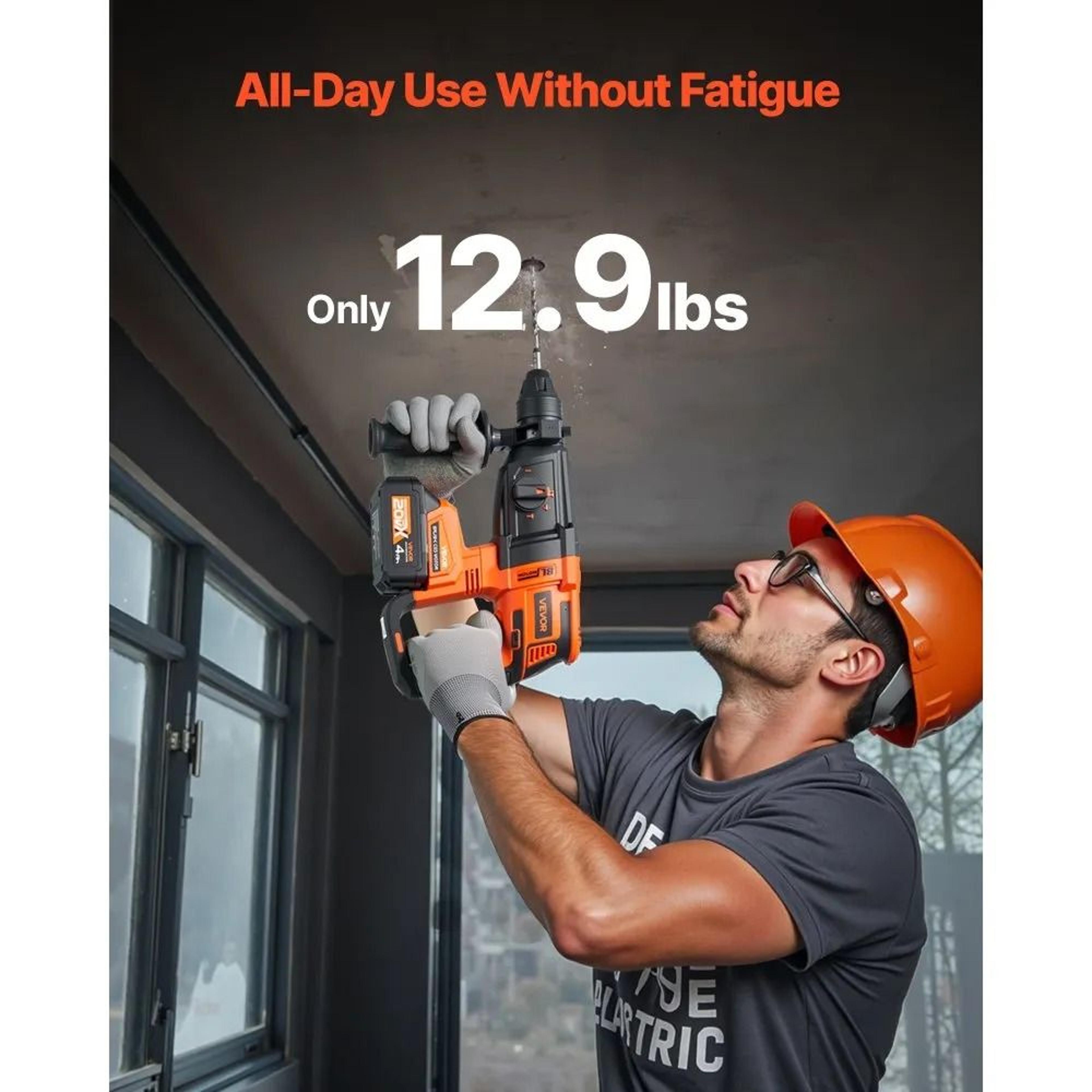 20V Brushless Cordless Rotary Hammer Drill Kit With SDS Plus And 4 Modes 3