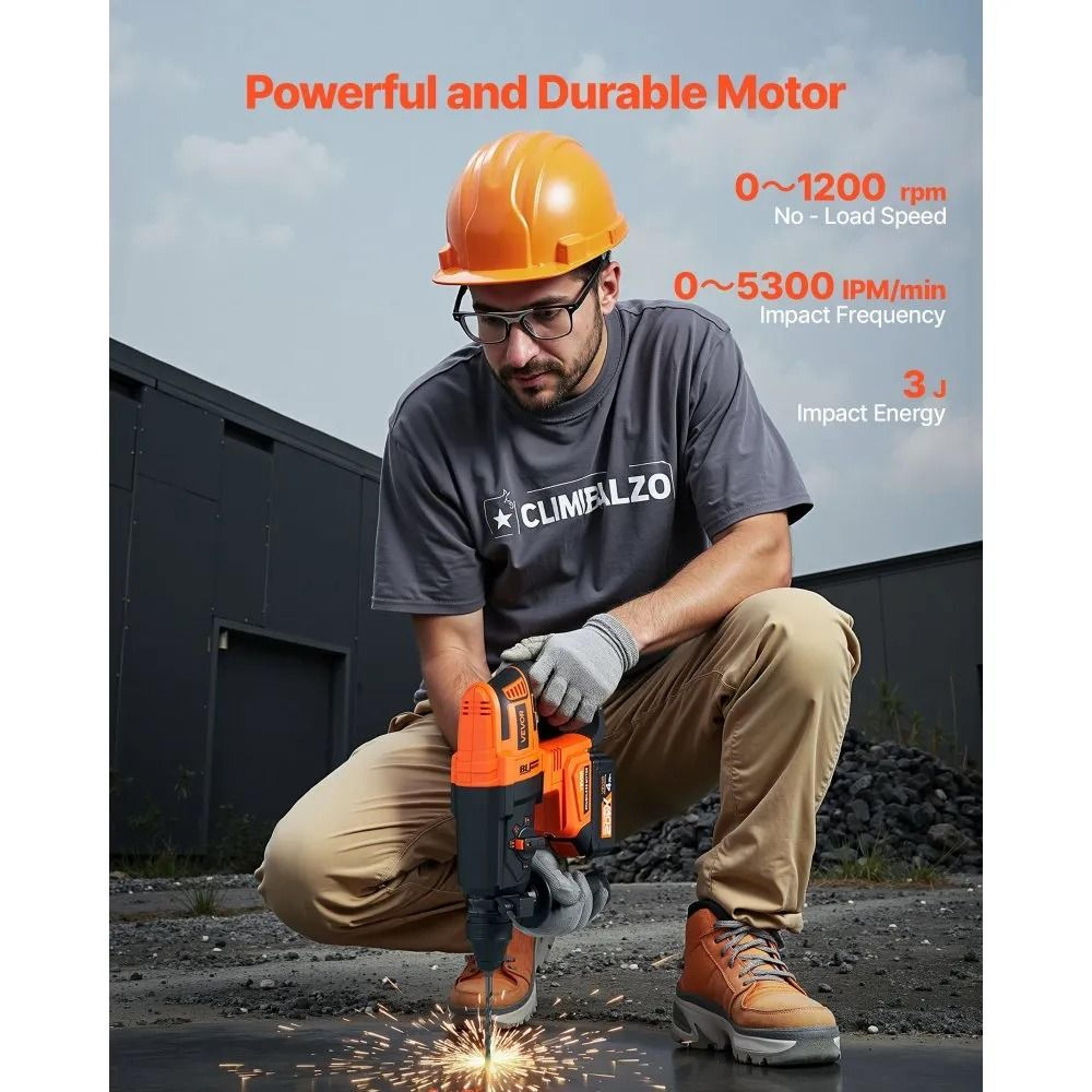 20V Brushless Cordless Rotary Hammer Drill Kit With SDS Plus And 4 Modes 1