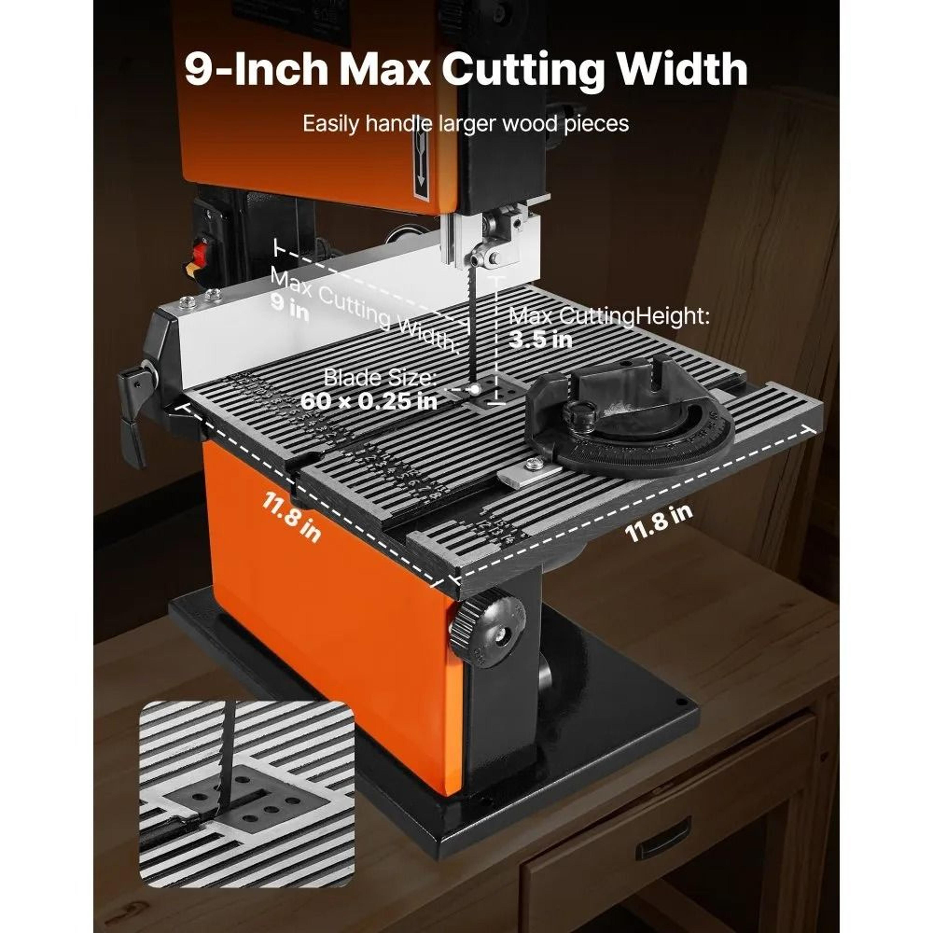 9 Inch Benchtop Band Saw With 12 HP Motor For Precision Woodworking Cuts 4