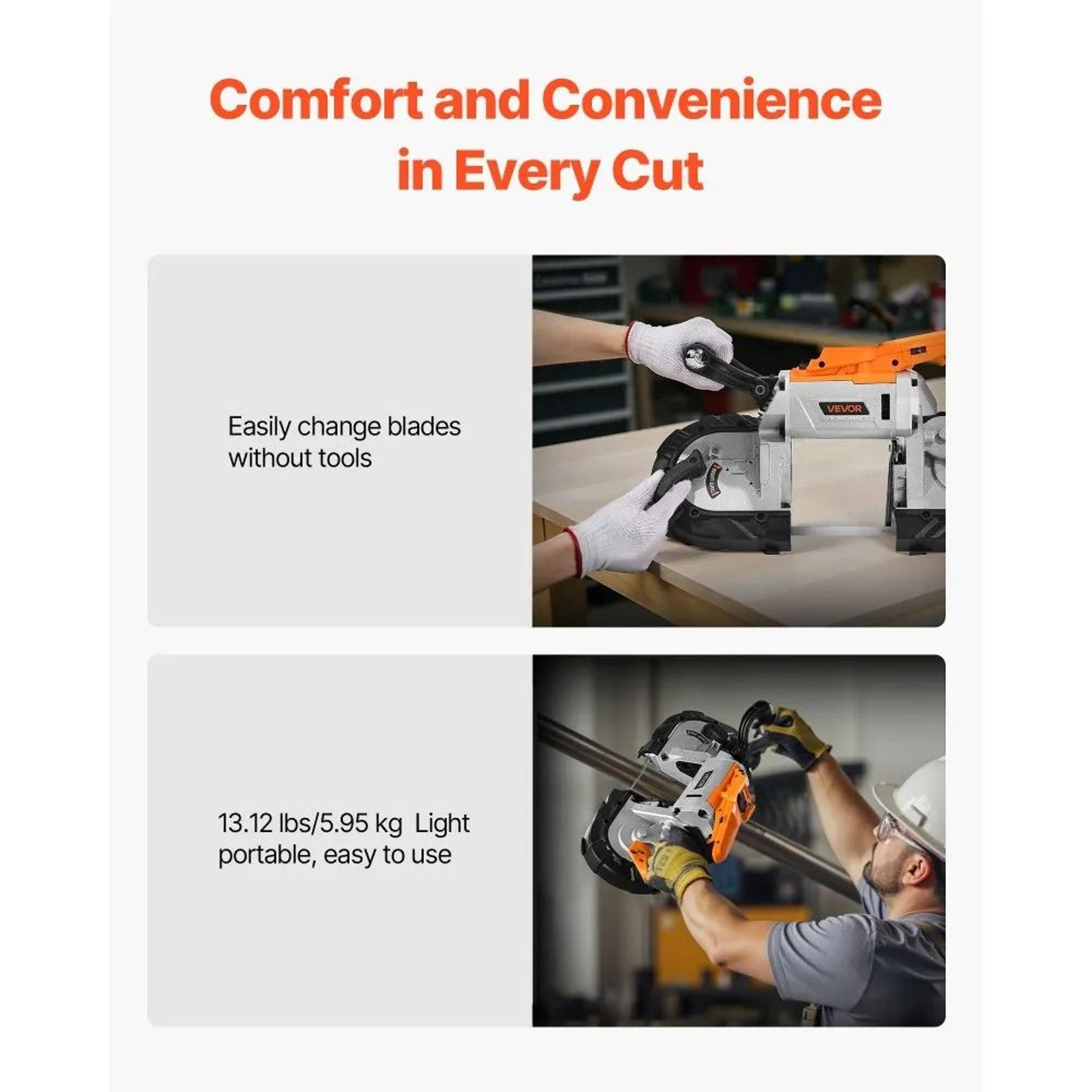 20V Cordless Portable Band Saw 5 Inch Deep Cut Brushless Metal Cutting Tool 4