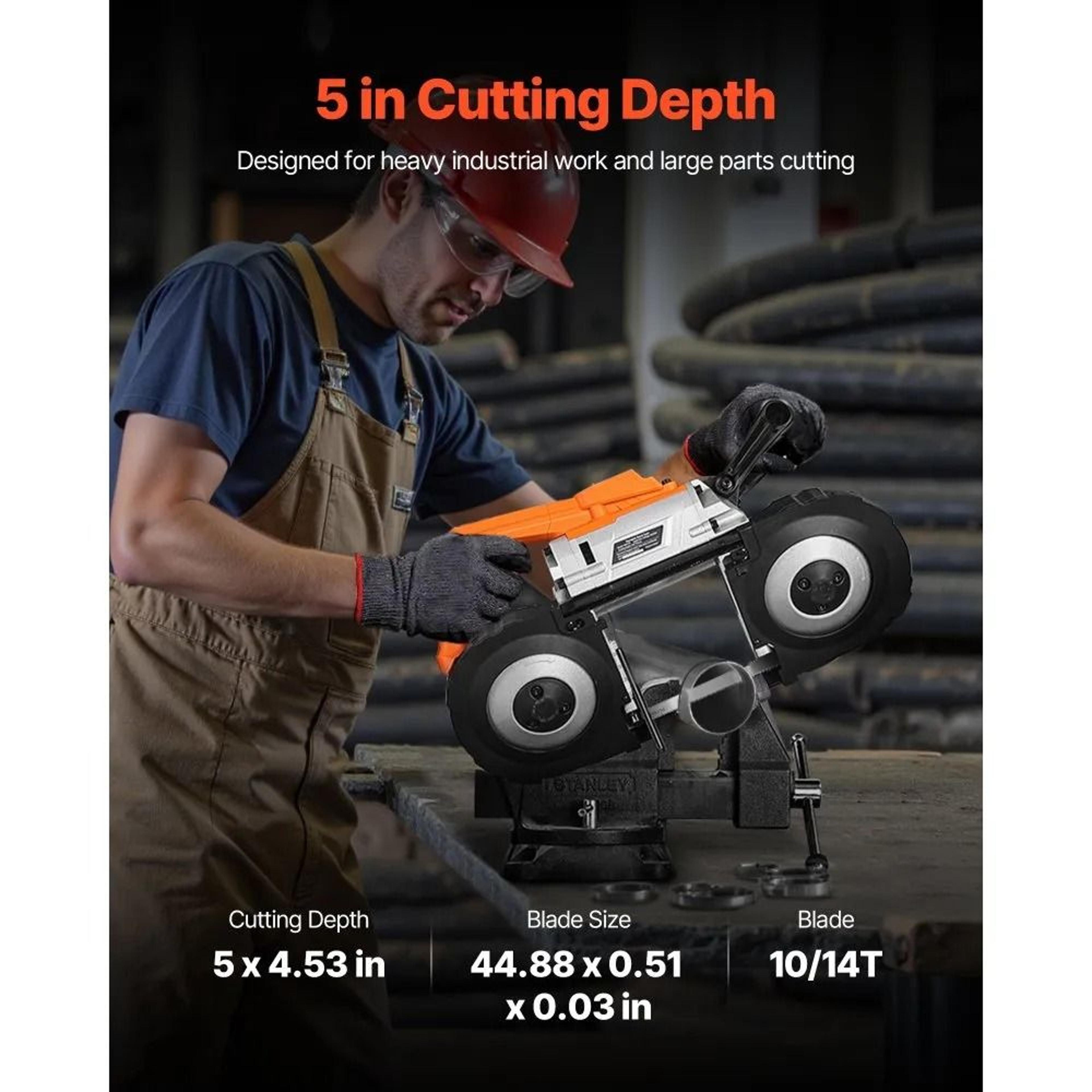20V Cordless Portable Band Saw 5 Inch Deep Cut Brushless Metal Cutting Tool 3