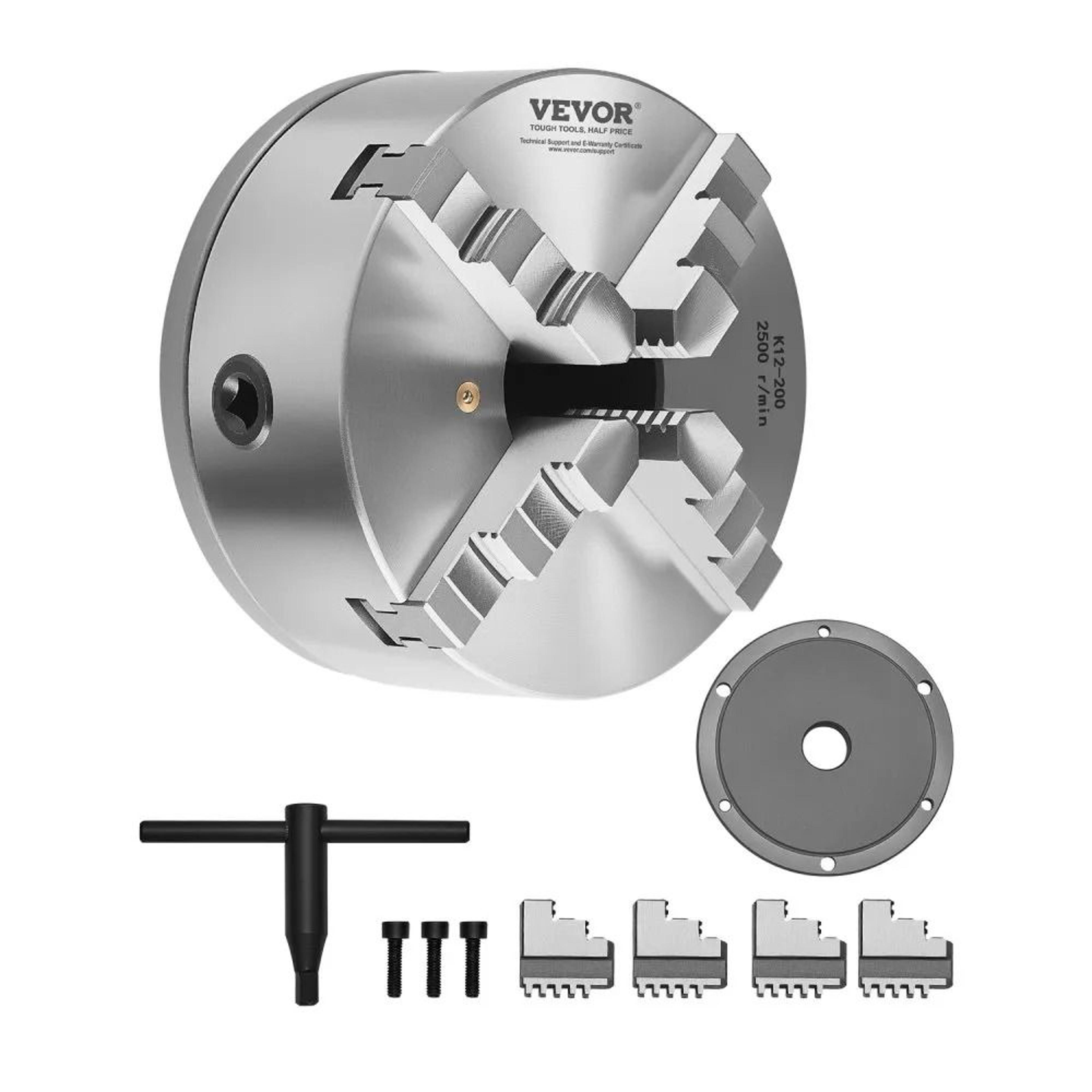 8 inch self centering 4 jaw lathe chuck with threaded backing plate
