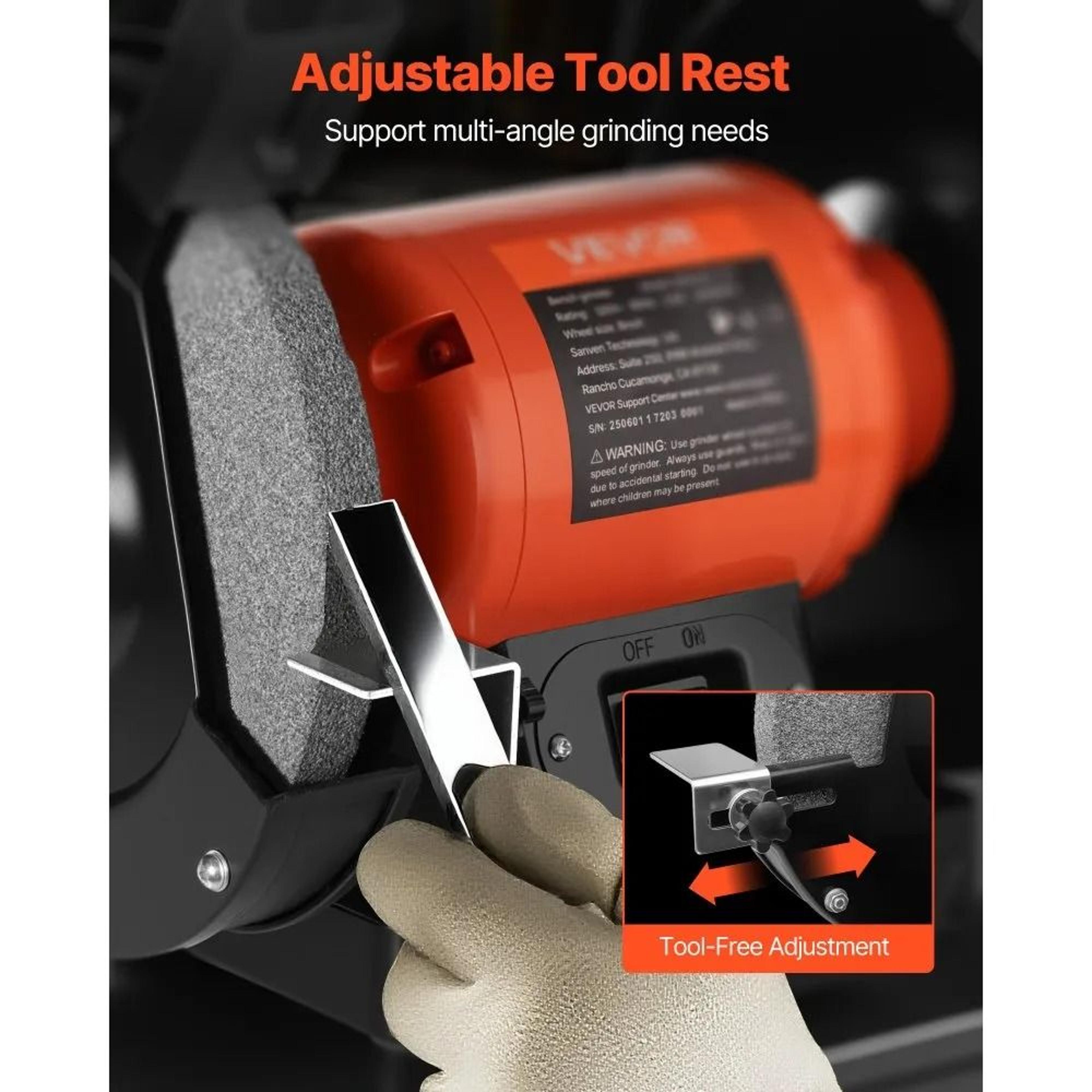 8 Inch Bench Grinder 550W High Speed Tool Sharpener With Adjustable Eye Shield 3