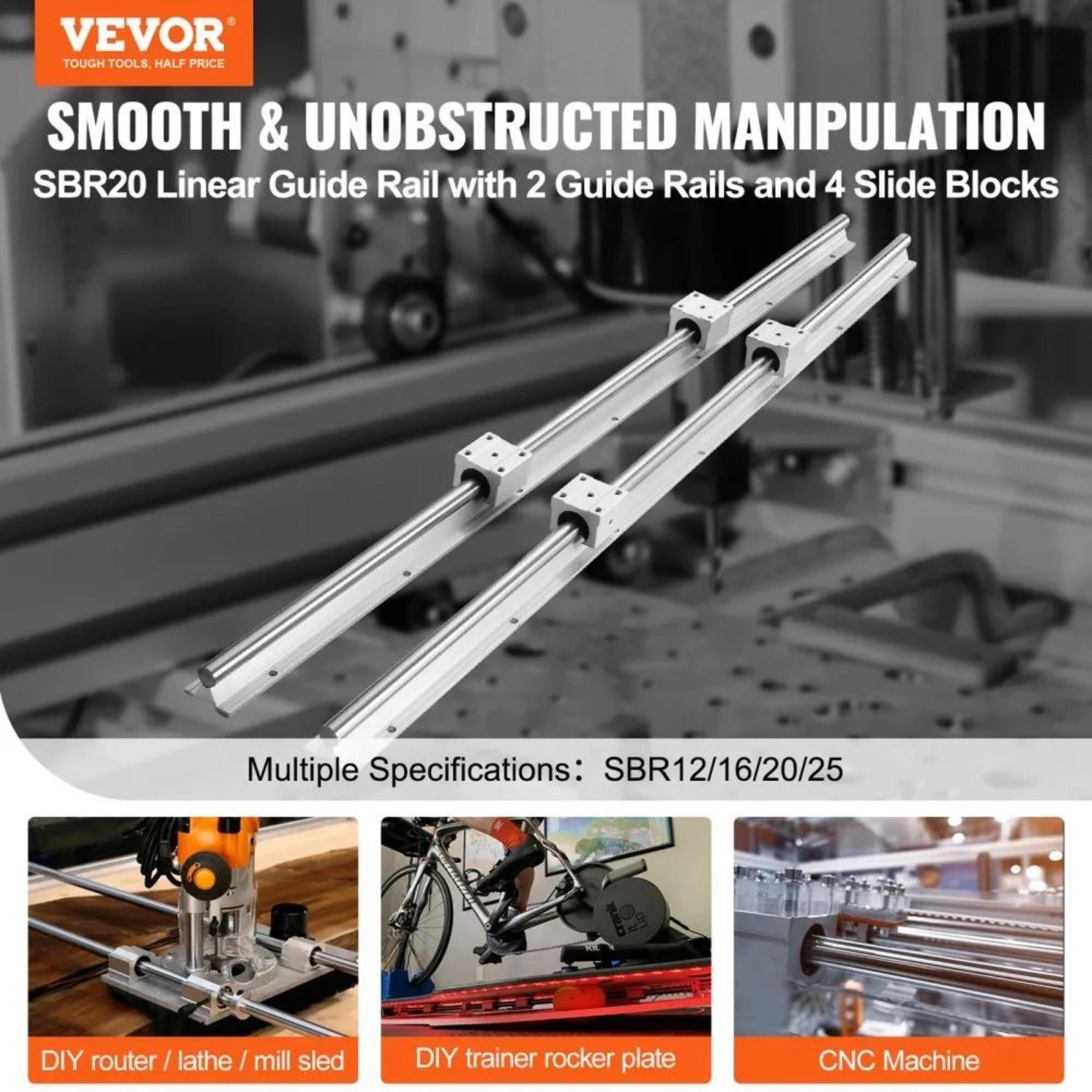 Precision SBR20 Linear Rail Kit With 800mm Rails And 4 Bearing Blocks 1