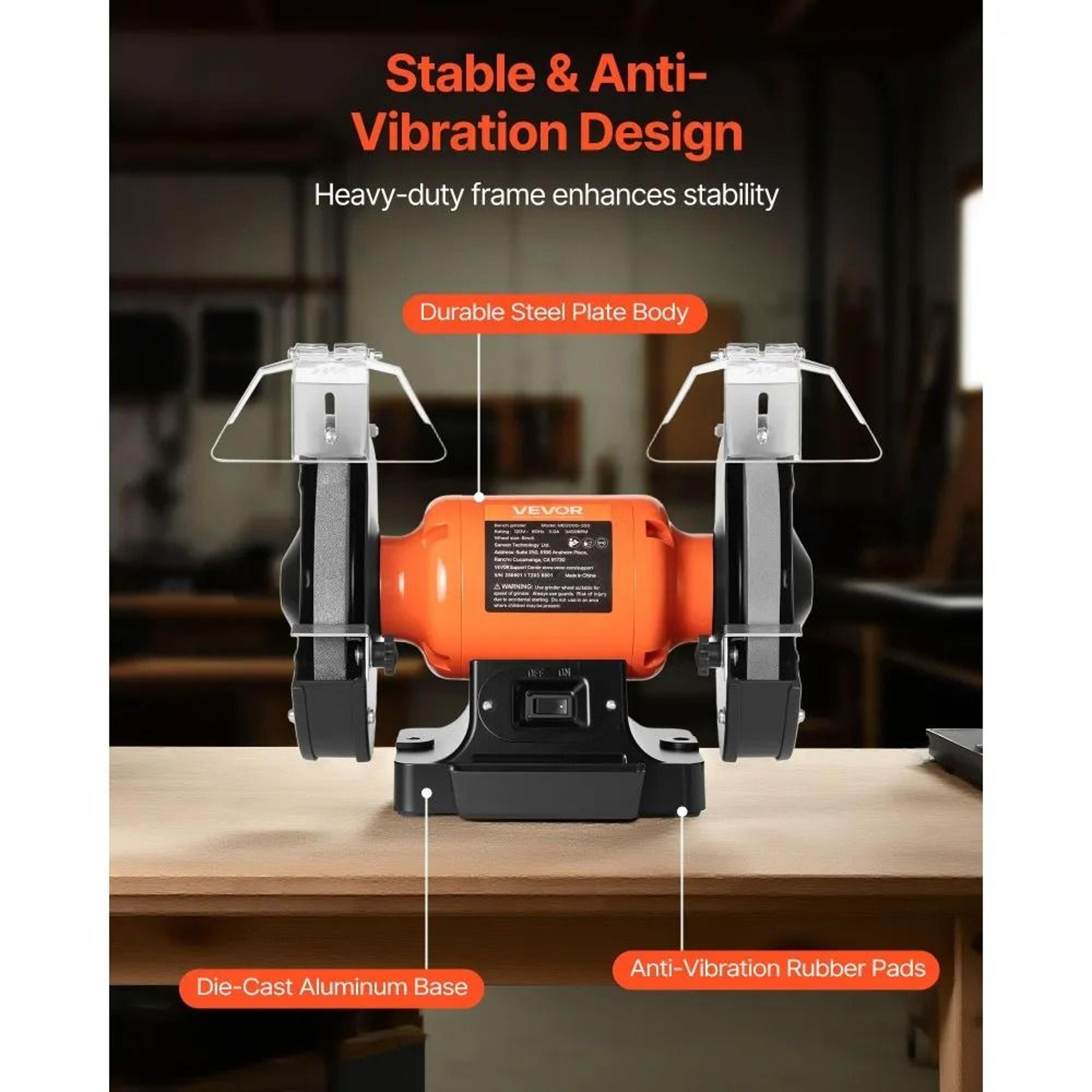 8 Inch Bench Grinder With 350W Motor And Dual Grinding Wheels 2