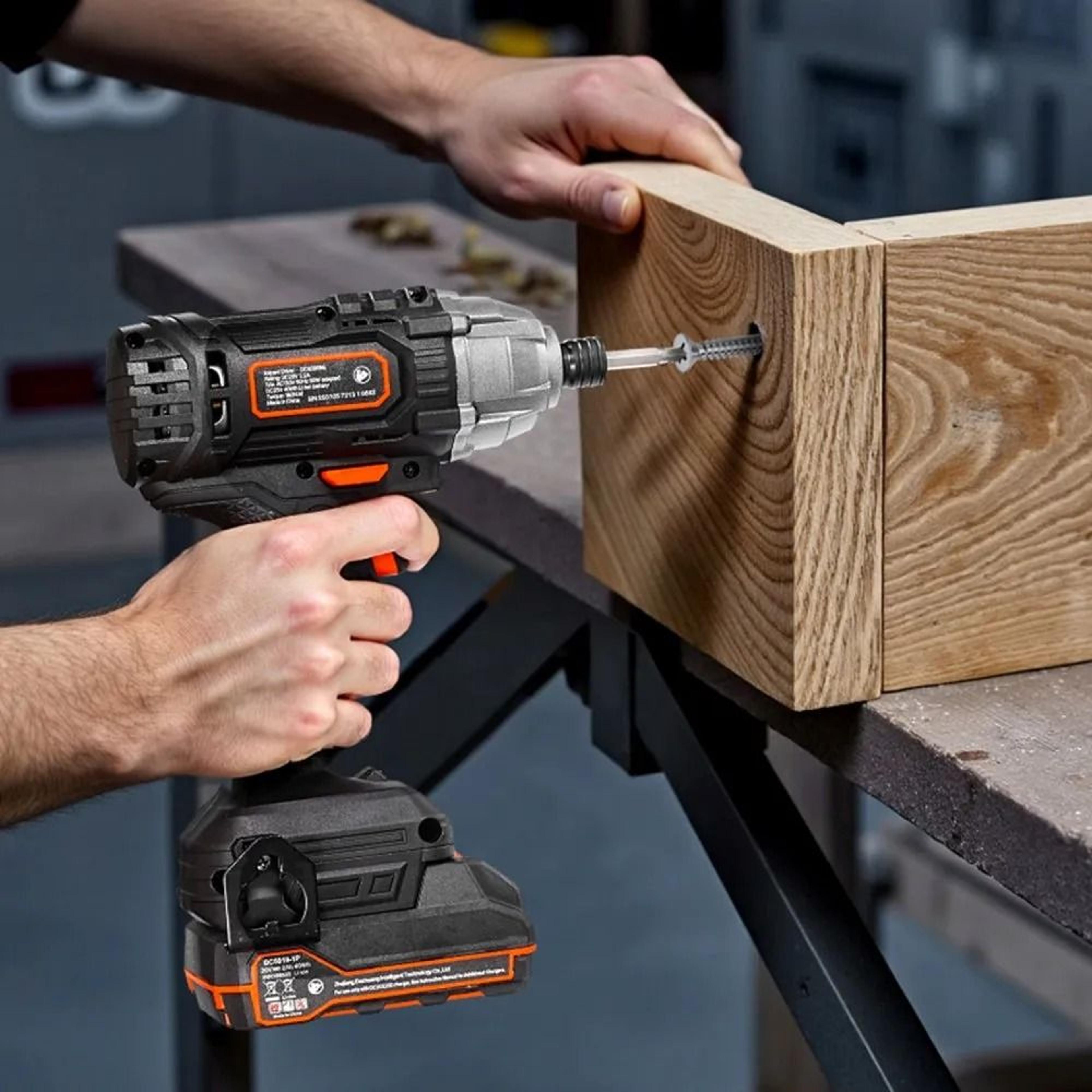 T20V Cordless Impact Driver Kit With 10 Bits And LED Work Light 7
