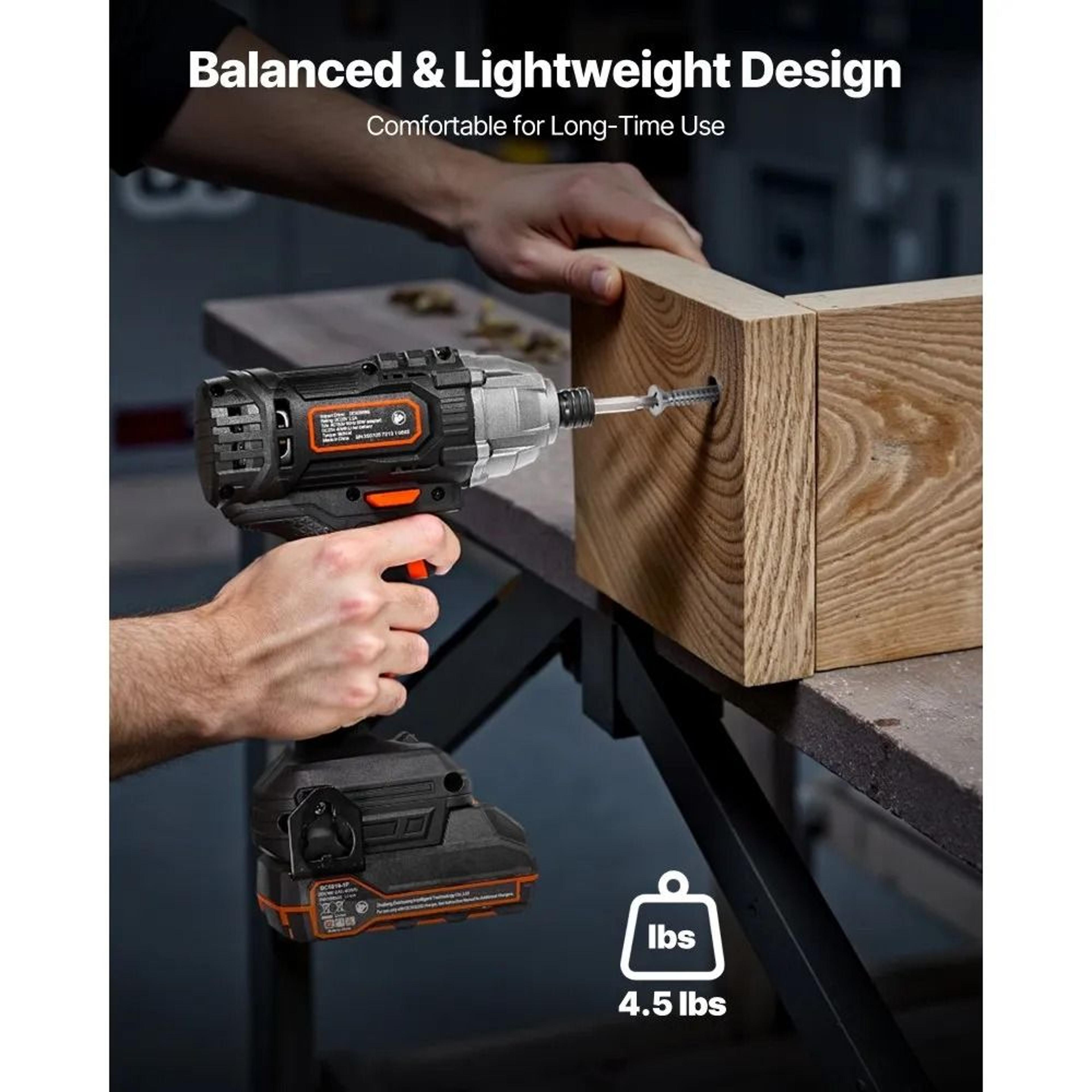 T20V Cordless Impact Driver Kit With 10 Bits And LED Work Light 2