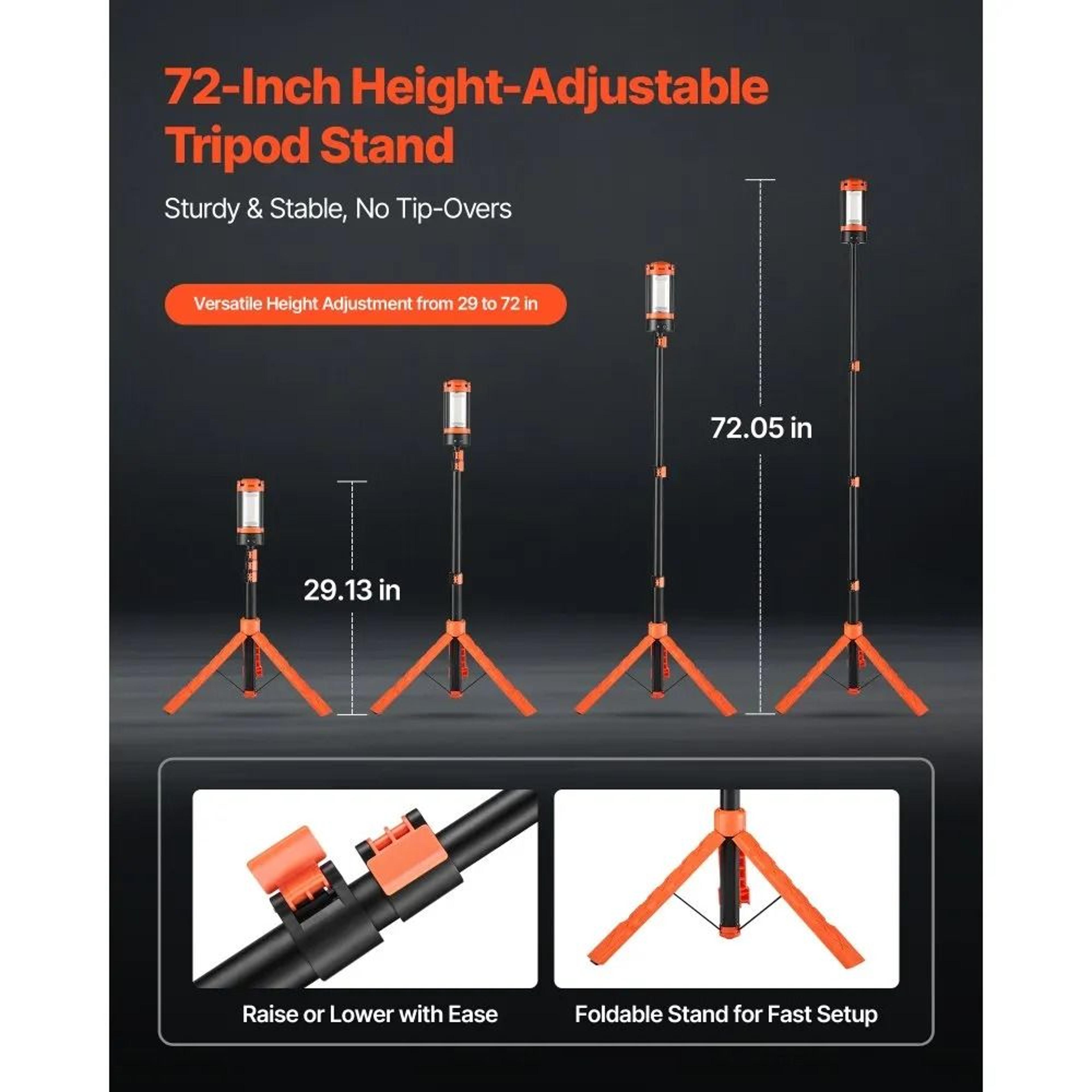 2200 Lumen Rechargeable LED Work Light With Stand And 3 Detachable Heads 4