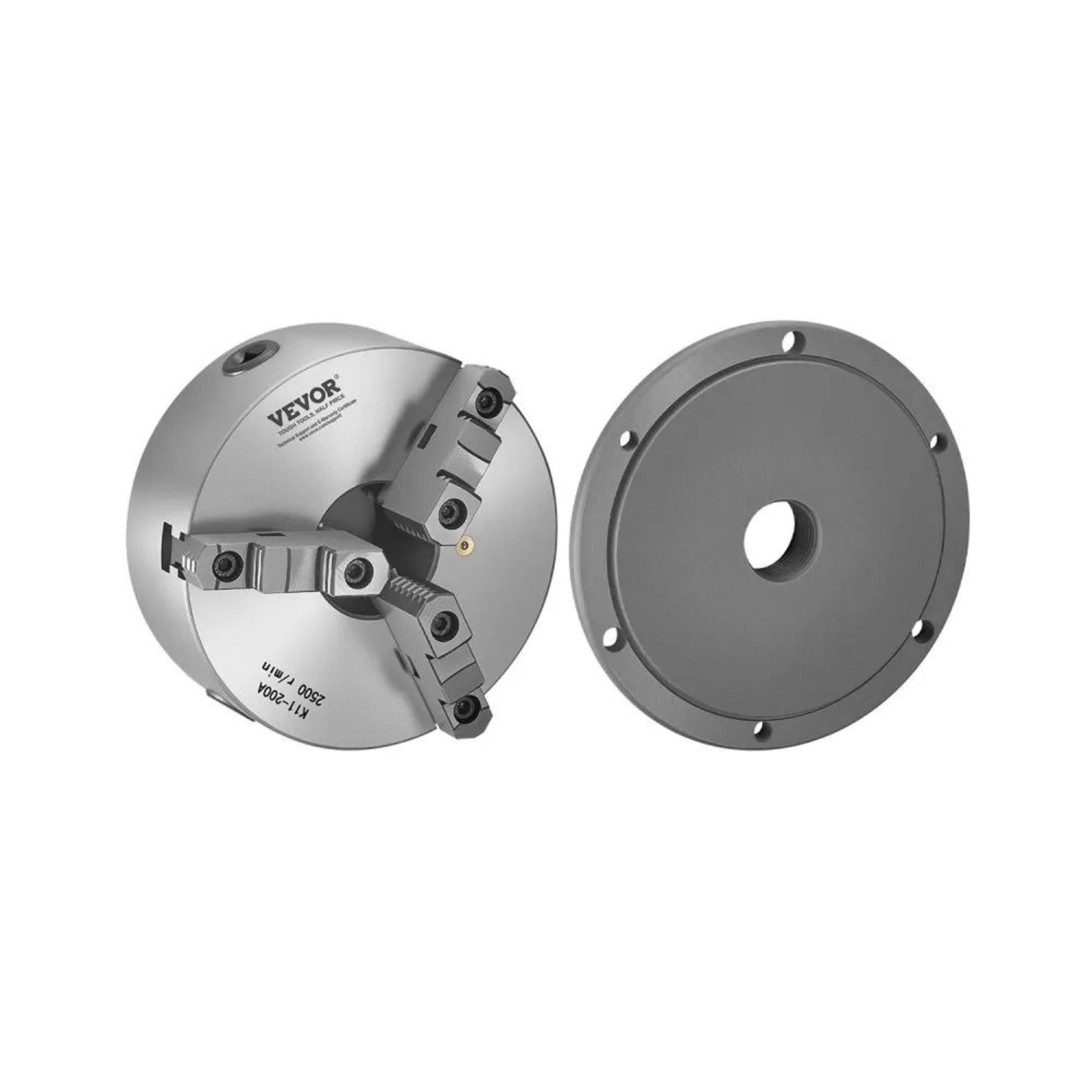 8 Inch 3 Jaw Self Centering Lathe Chuck With Threaded Backing Plate 7